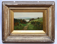 Antique English Wild Flower Landscape Oil Painting by Arthur Wellesley Cottrell