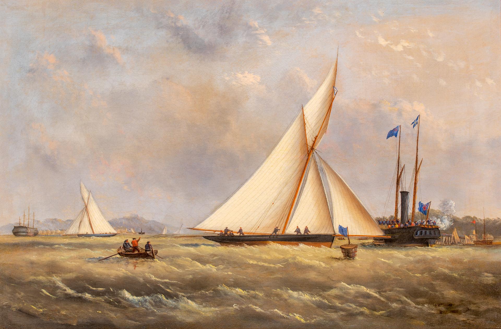 Cutter SPHINX Wins the first Royal Albert Cup at Southsea, 1866 - Painting by Arthur Wellington Fowles