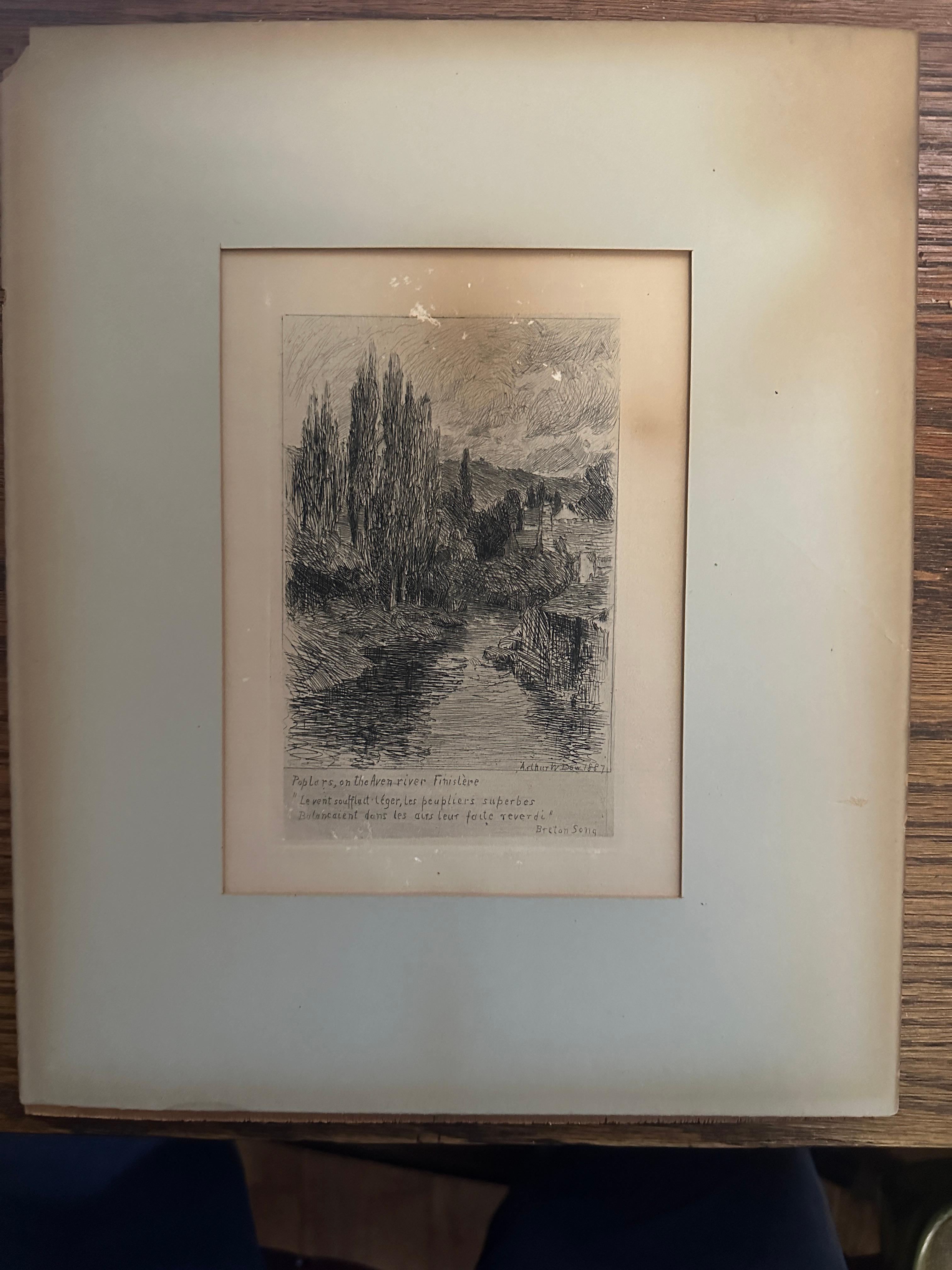 Arthur Wesly Dow Radierung „Poplars on the Even River“ 1887 (Stickley-Ära) - W8097 (amerikanisch) im Angebot