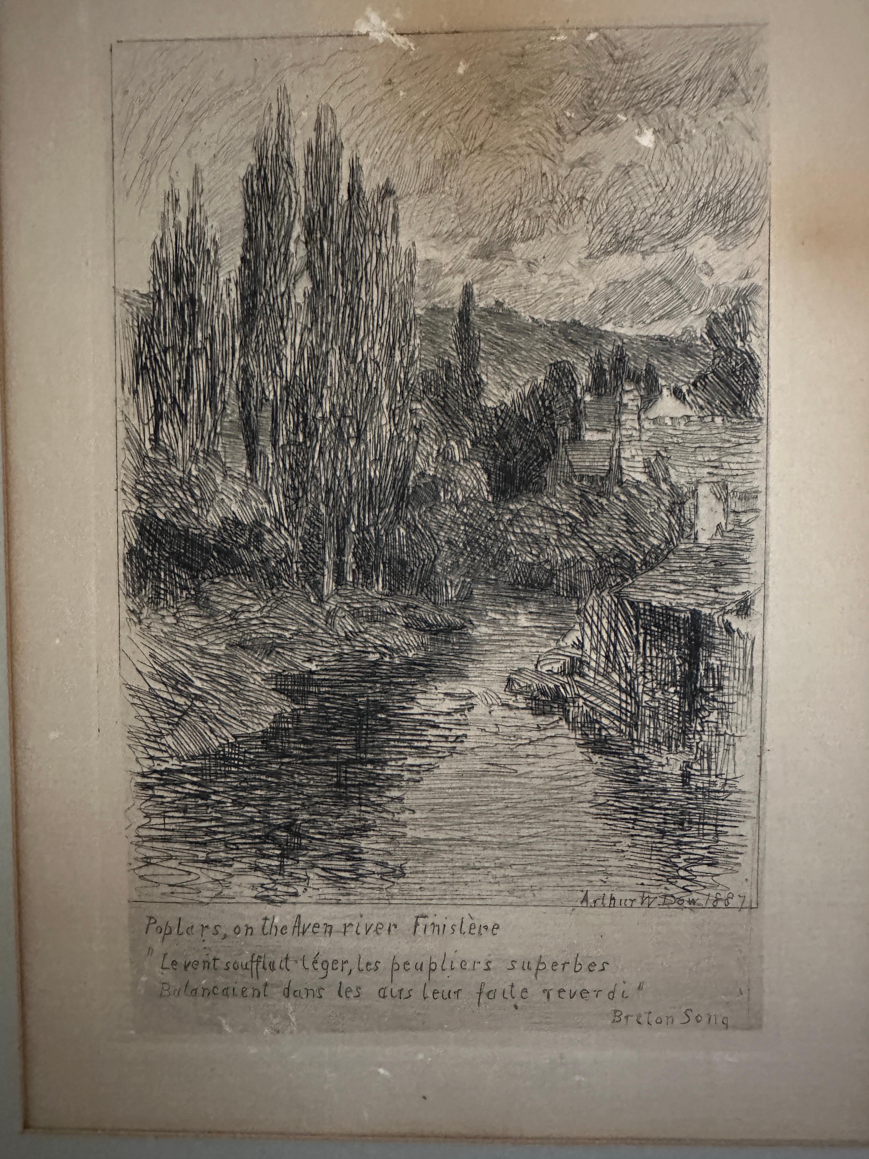 Arthur Wesly Dow Radierung „Poplars on the Even River“ 1887 (Stickley-Ära) - W8097 im Angebot 1