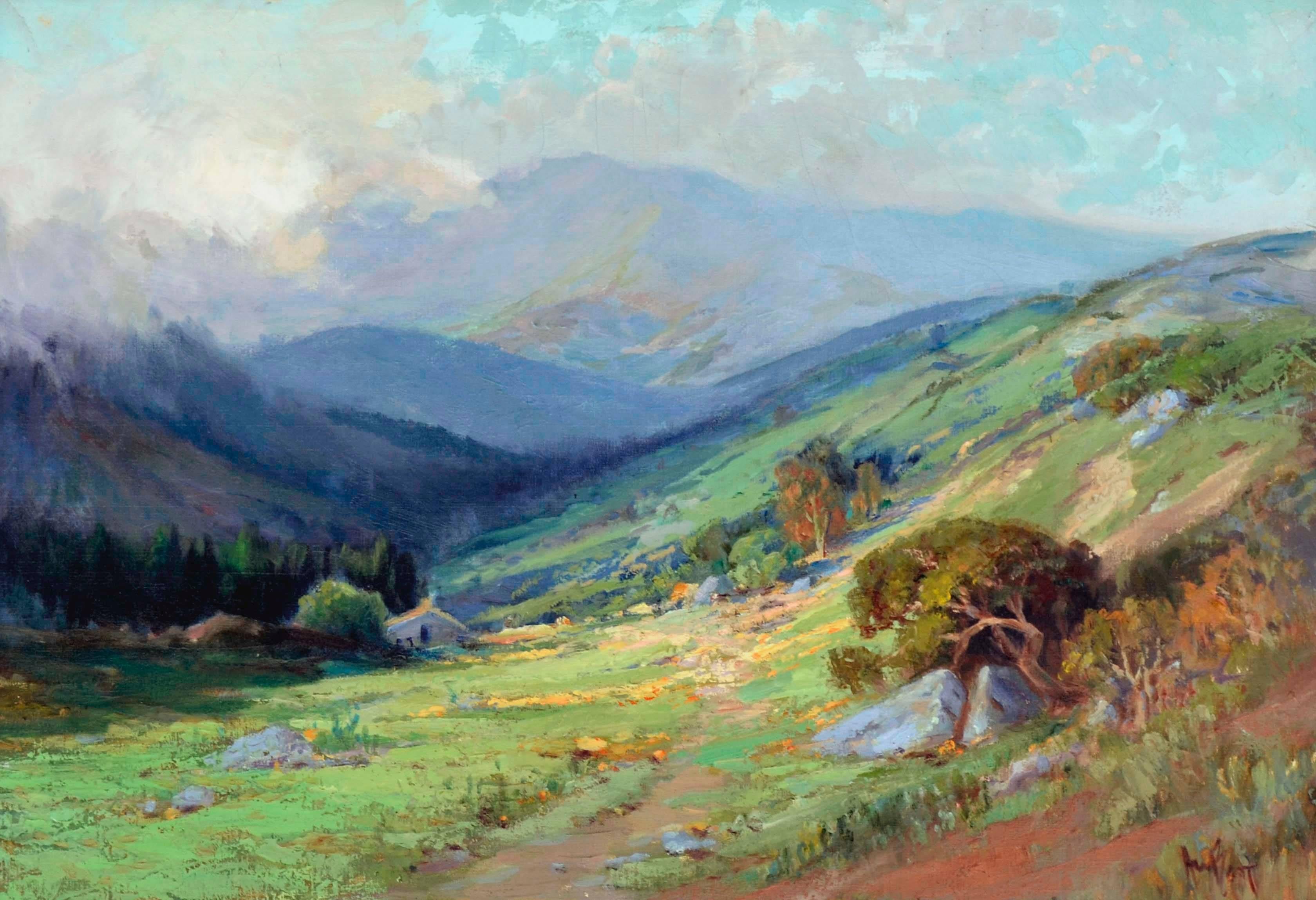 Mt. Tamalpais from Bon Tempe Lake by Arthur Best - Painting by Arthur William Best