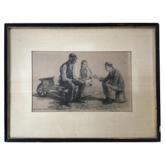 Antique Arthur William Brown Drawing, with an Inscription by Booth Tarkington, 1915