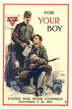 Original "For Your Boy, YMCA, Used WW1 1918 poster