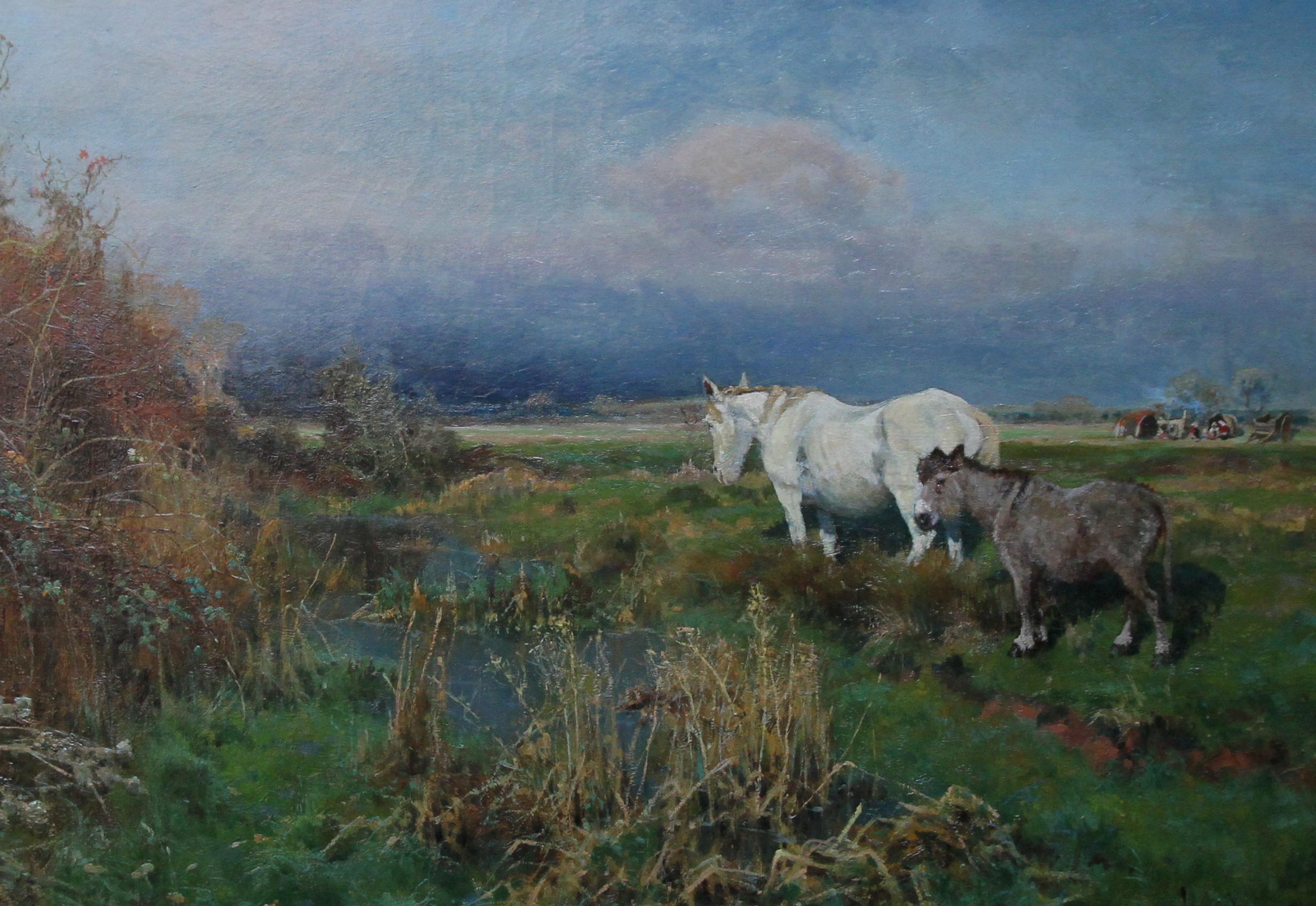 Paysage de Nottingham avec cheval - Peinture à l'huile britannique de 1900 - Art équestre - Réalisme Painting par Arthur William Redgate