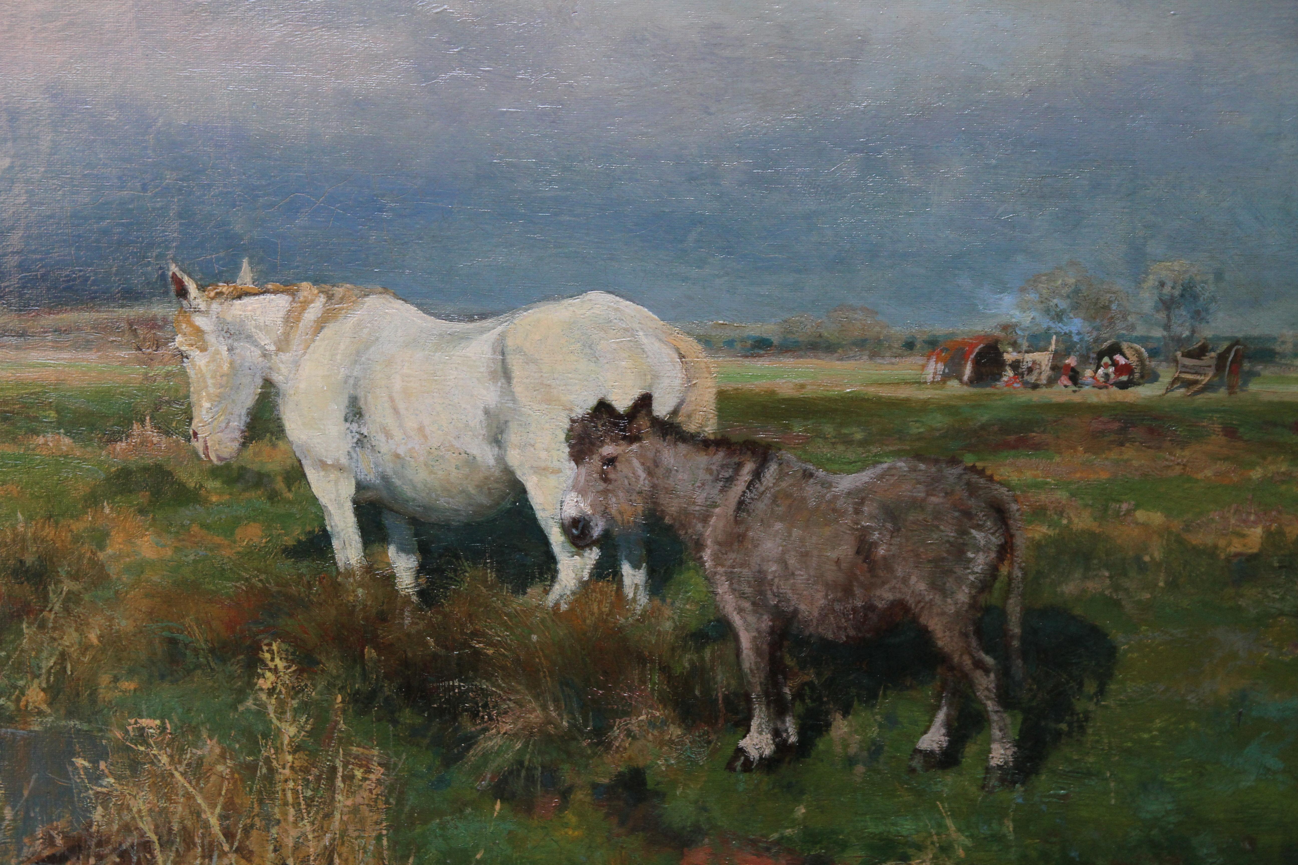 Une superbe grande huile sur toile de l'artiste britannique du XIXe siècle Arthur William Redgate, basé dans le Nottinghamshire. Il était un peintre de paysages rustiques réputé et il s'est spécialisé dans ce genre de scènes de paysages de