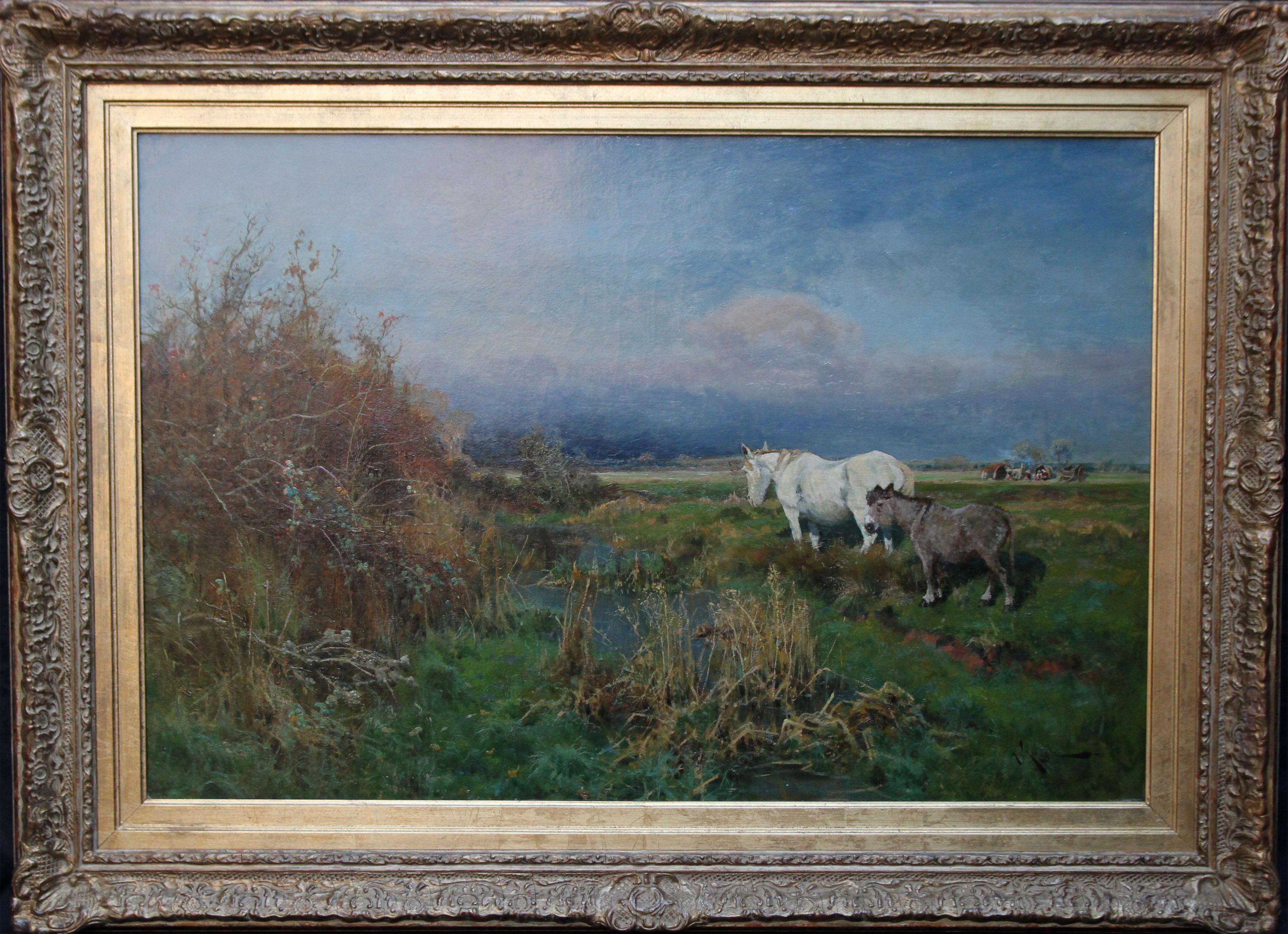Arthur William Redgate Landscape Painting – Landschaft mit Pferd – britisches Tier-Ölgemälde aus dem Jahr 1900, Nottingham
