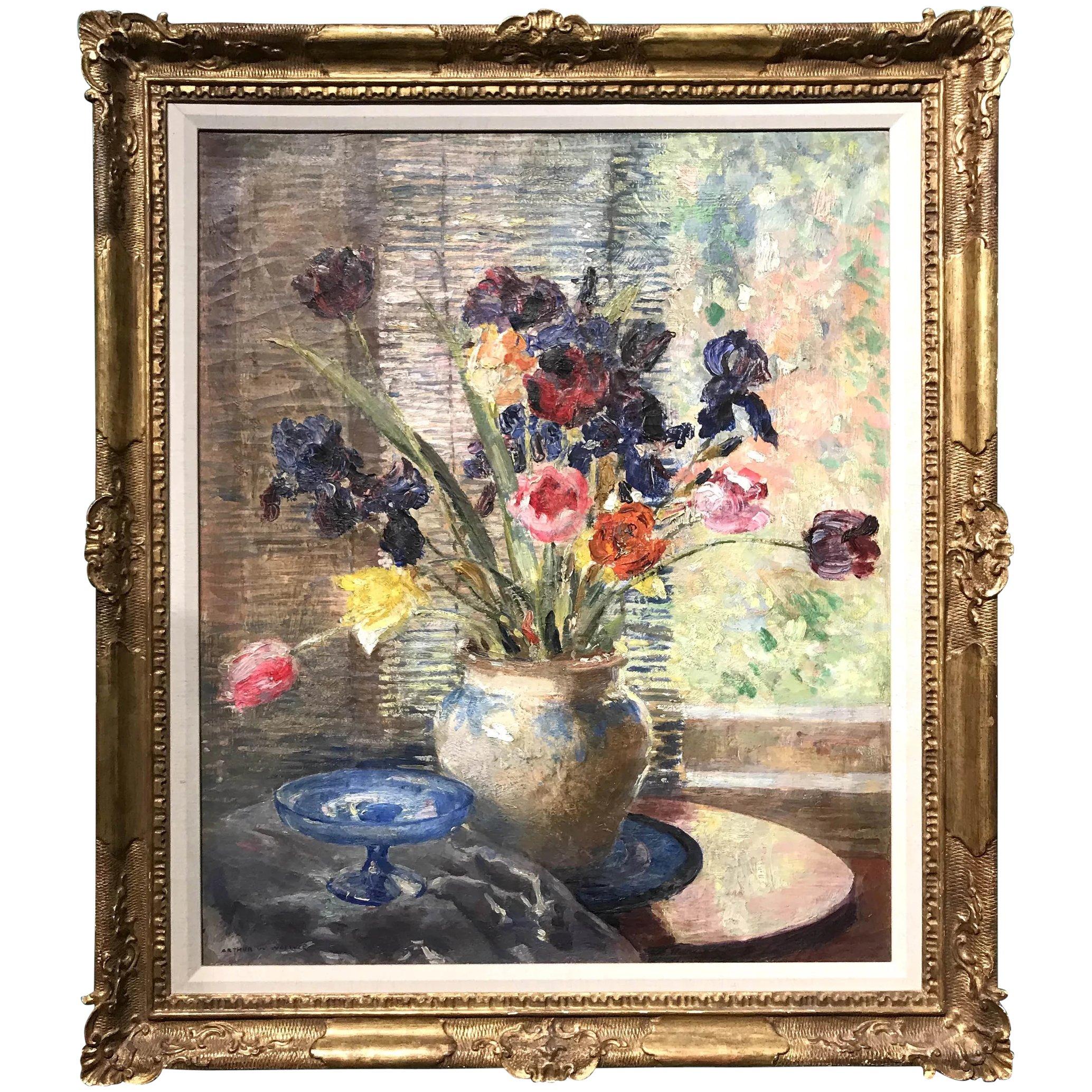 Arthur Woelfle Still-Life Painting – Stillleben mit Blumen