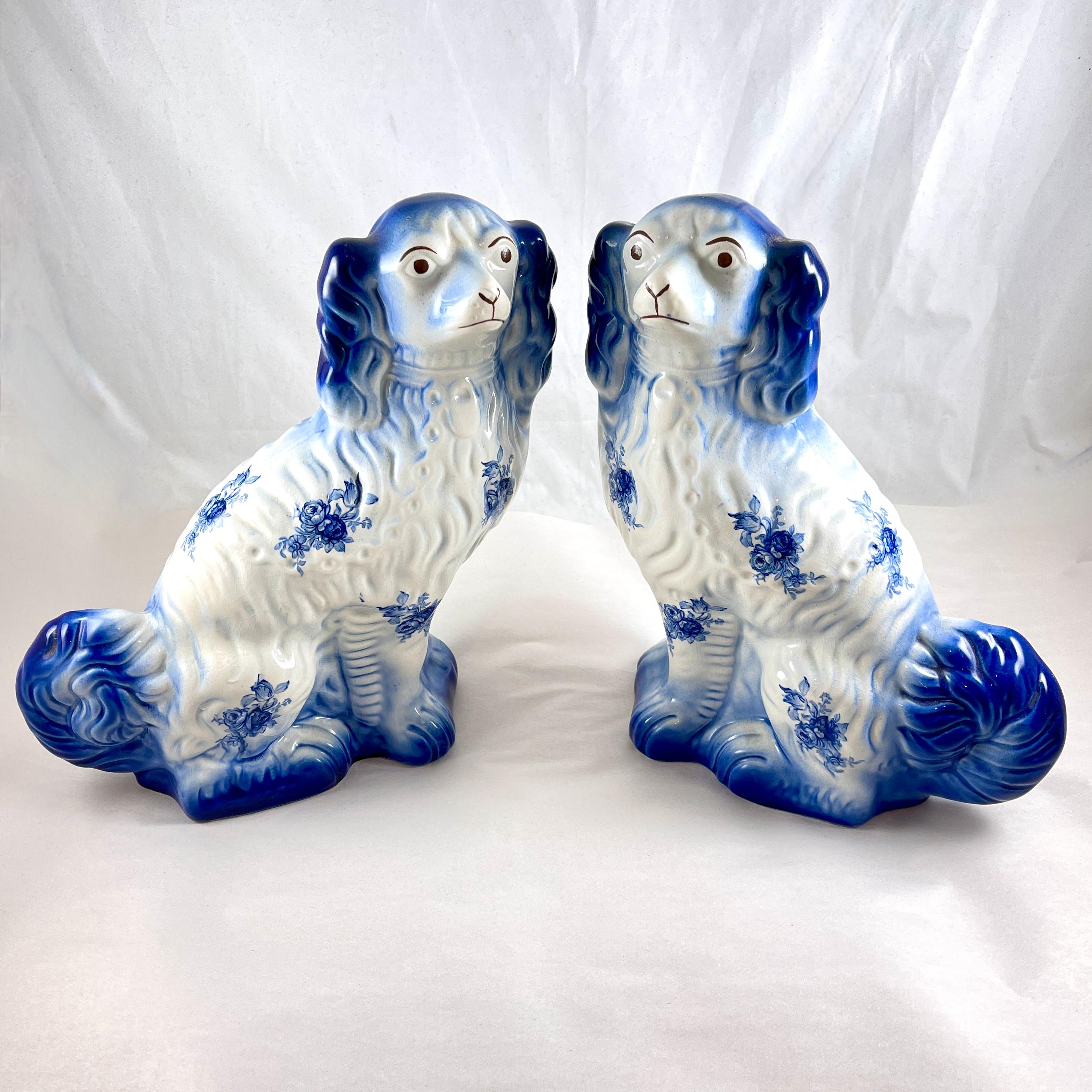 International Style Arthur Wood English Ironstone Large Floral Spaniels, 1920s