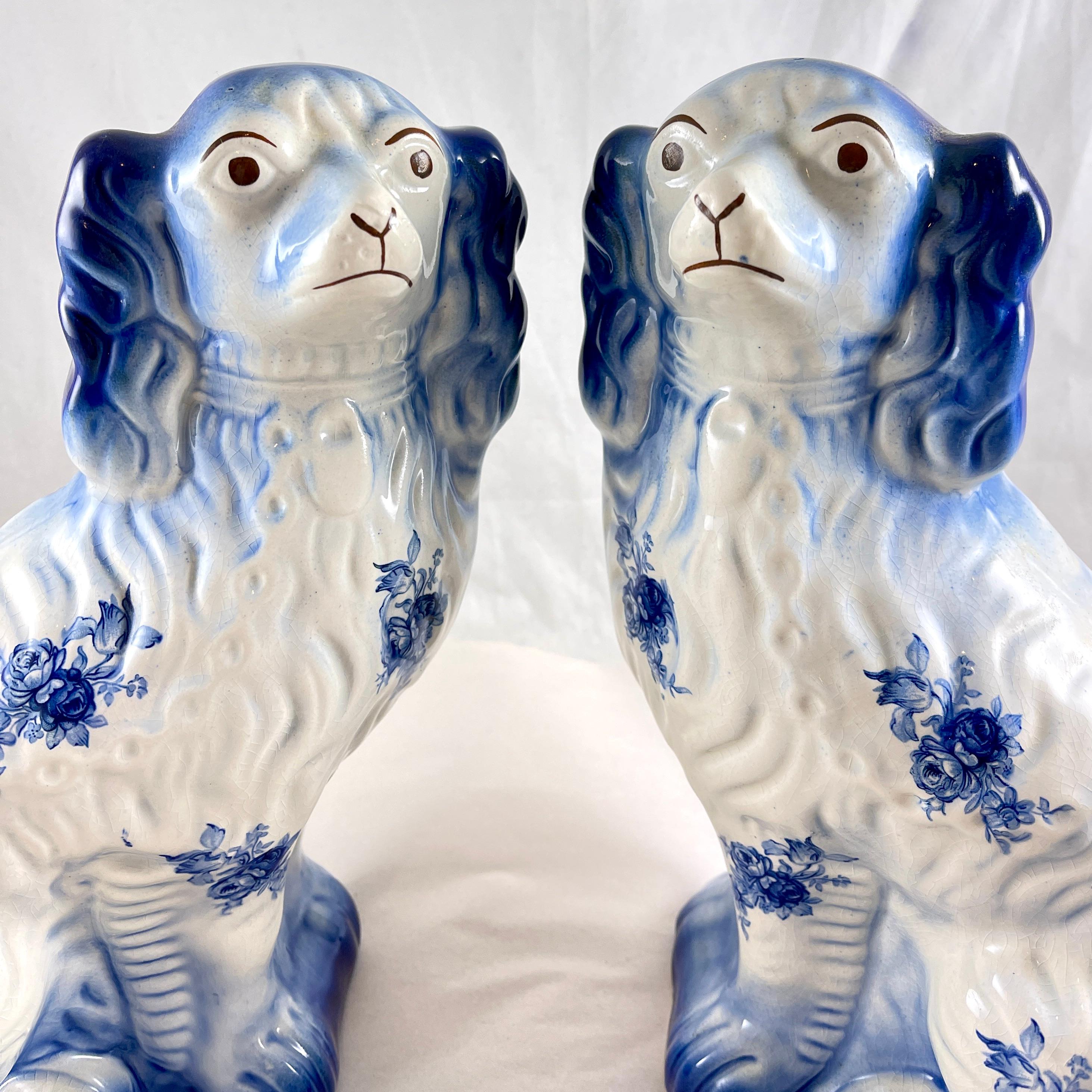 Glazed Arthur Wood English Ironstone Large Floral Spaniels, 1920s