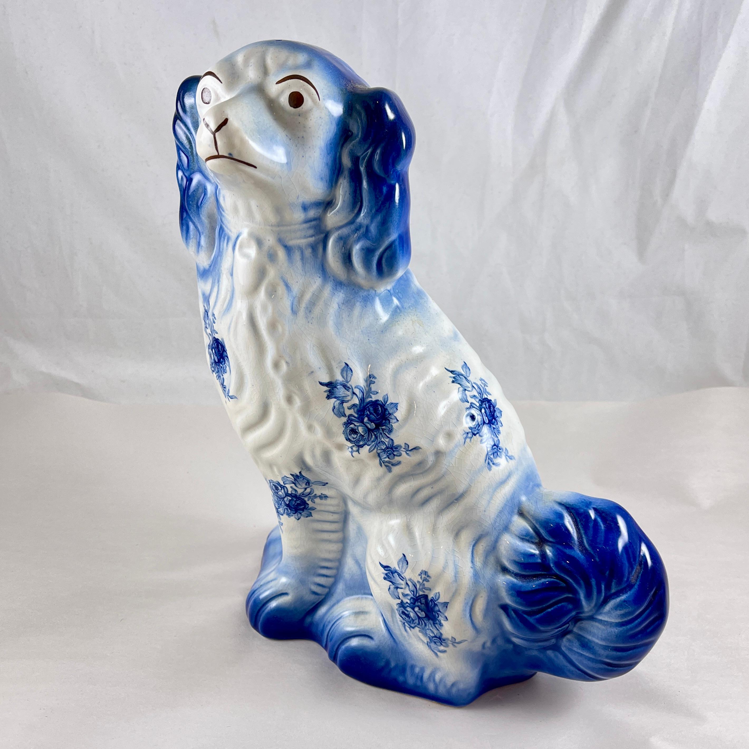 Arthur Wood English Ironstone Large Floral Spaniels, 1920s 1