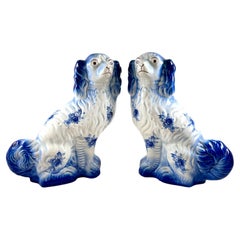 Arthur Wood English Ironstone Large Floral Spaniels, 1920s