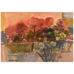 Arthur Y. Nilsson, listed Swedish artist. Oil/ canvas. Arrangement with flowers