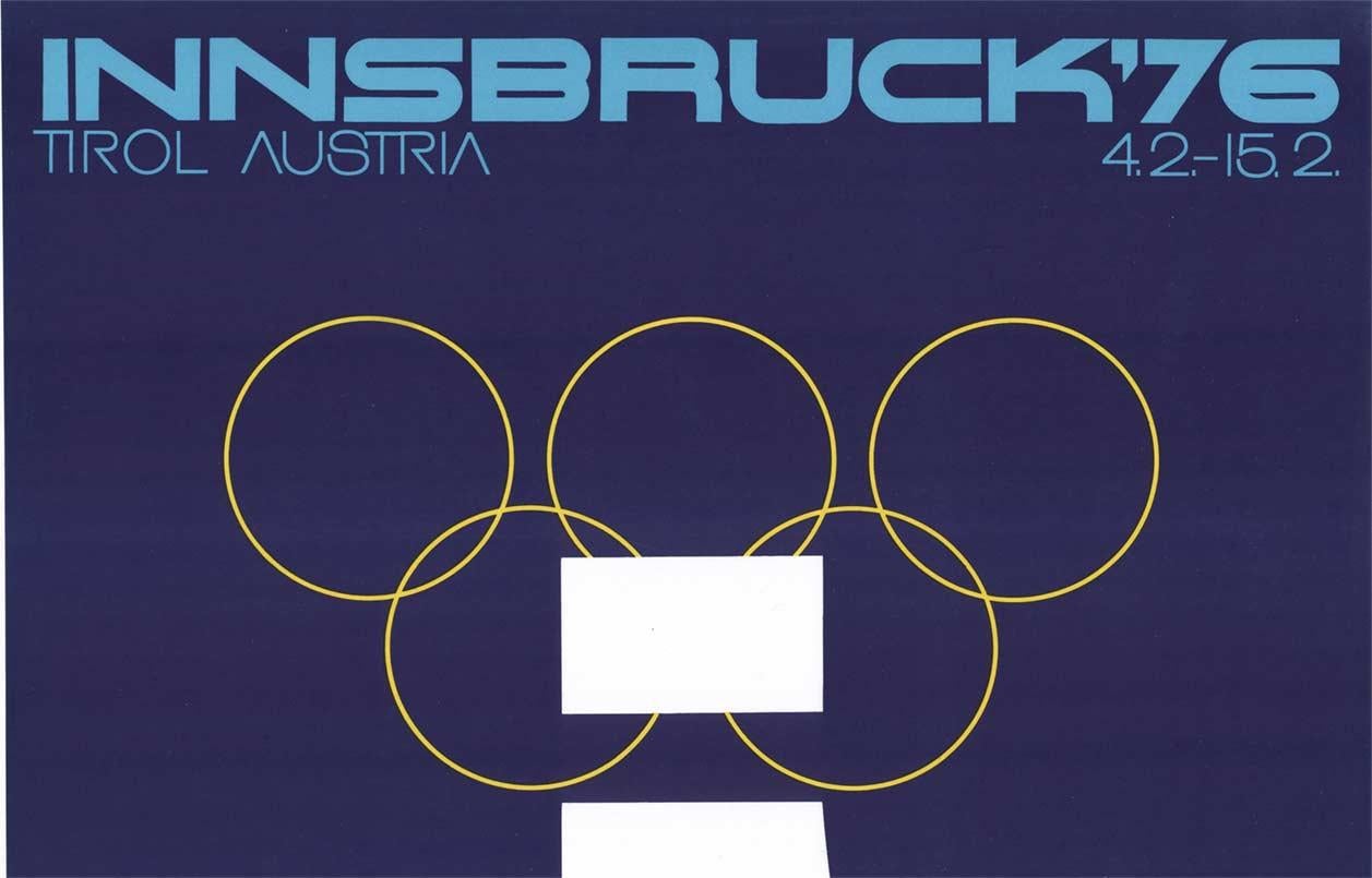 Original Innsbruck '76 winter Olympic Games vintage poster - American Modern Print by Arthur Zeiger