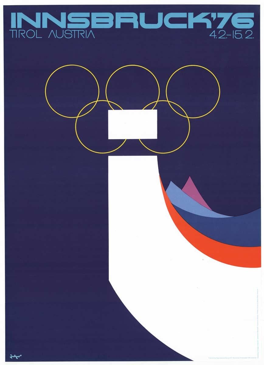 Arthur Zeiger Abstract Print - Original Innsbruck '76 winter Olympic Games vintage poster