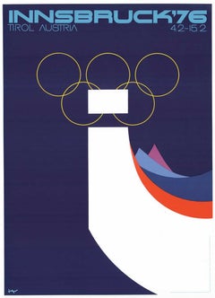 Affiche originale des Jeux Olympiques d'hiver d'Innsbruck en 76, d'époque.