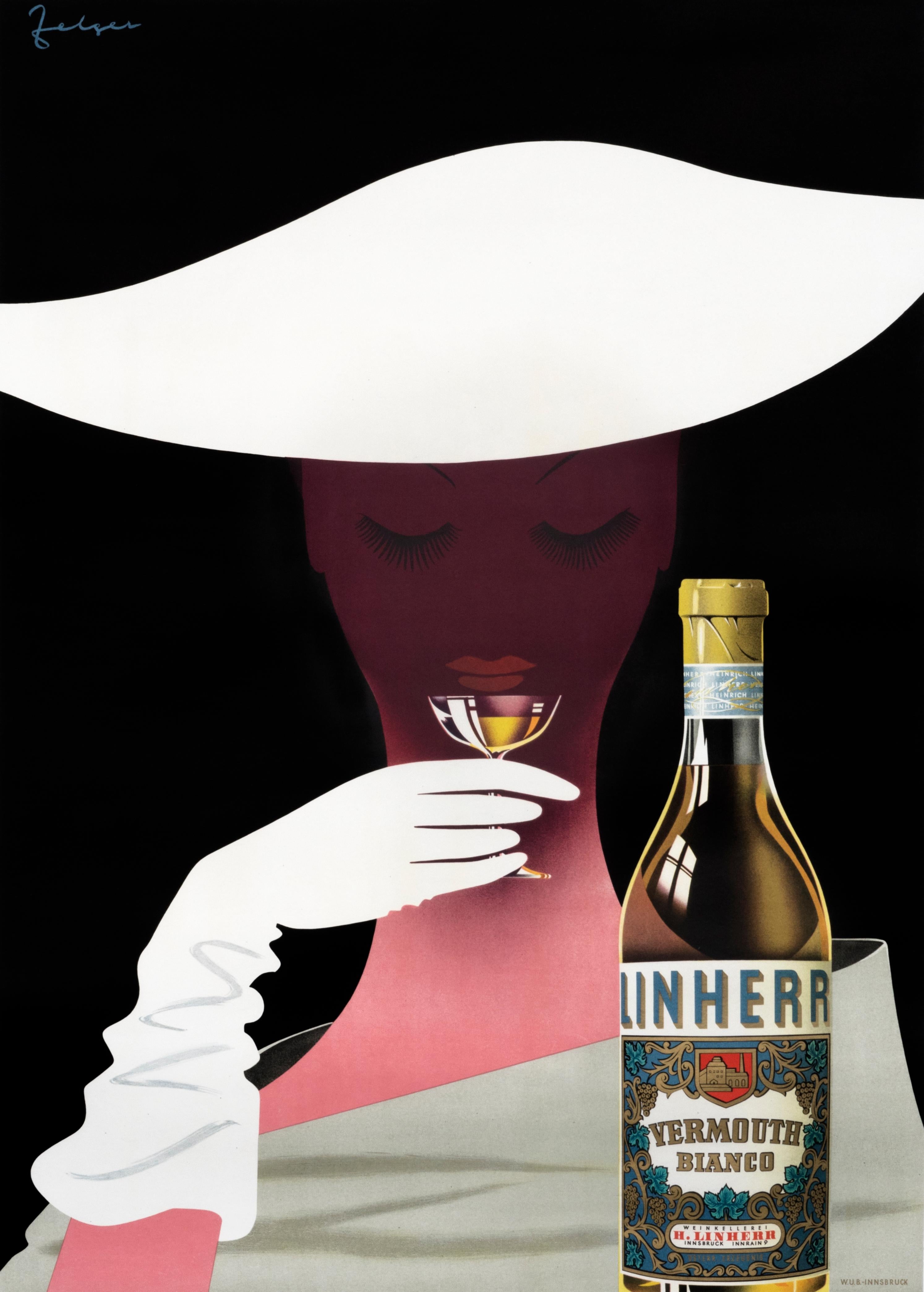 "Linherr Vermouth Bianco" Vintage Original Aperitif Poster  - Print by Arthur Zelger