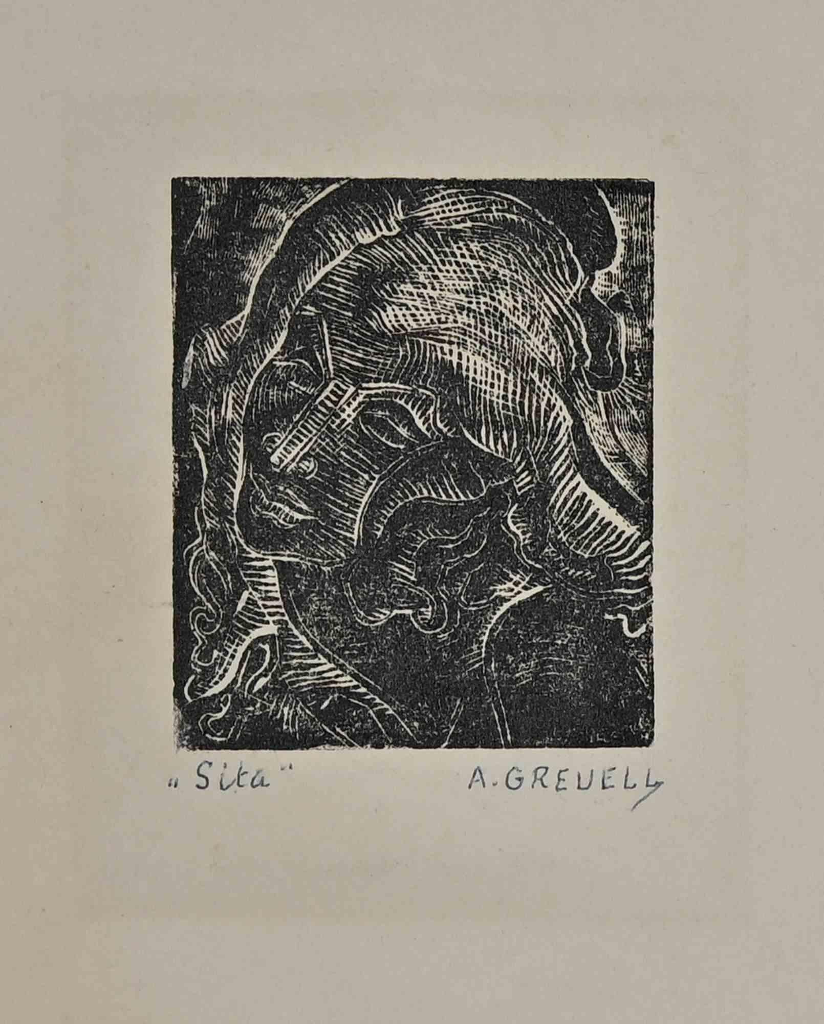 Sita is an artwork realized by Arthur Greuell mid-20th century.

Woddcut print, 6 x 6,5 cm. 

It includes passepartout.

Good conditions!



Arthur Greuell (1891-1966) was a Belgian artist known for his portraits, landscapes, and legendary scenes.