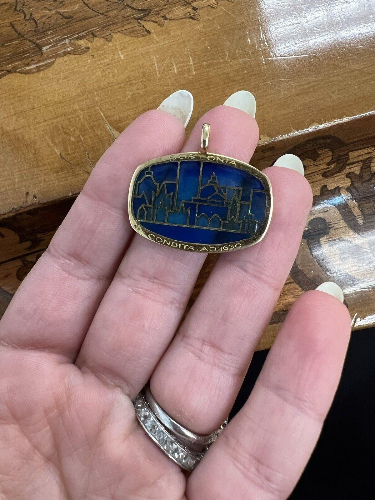 Women's or Men's Arthus Bertrand Paris 18k & Plique a Jour Enamel Boston Charm Pendant Vintage