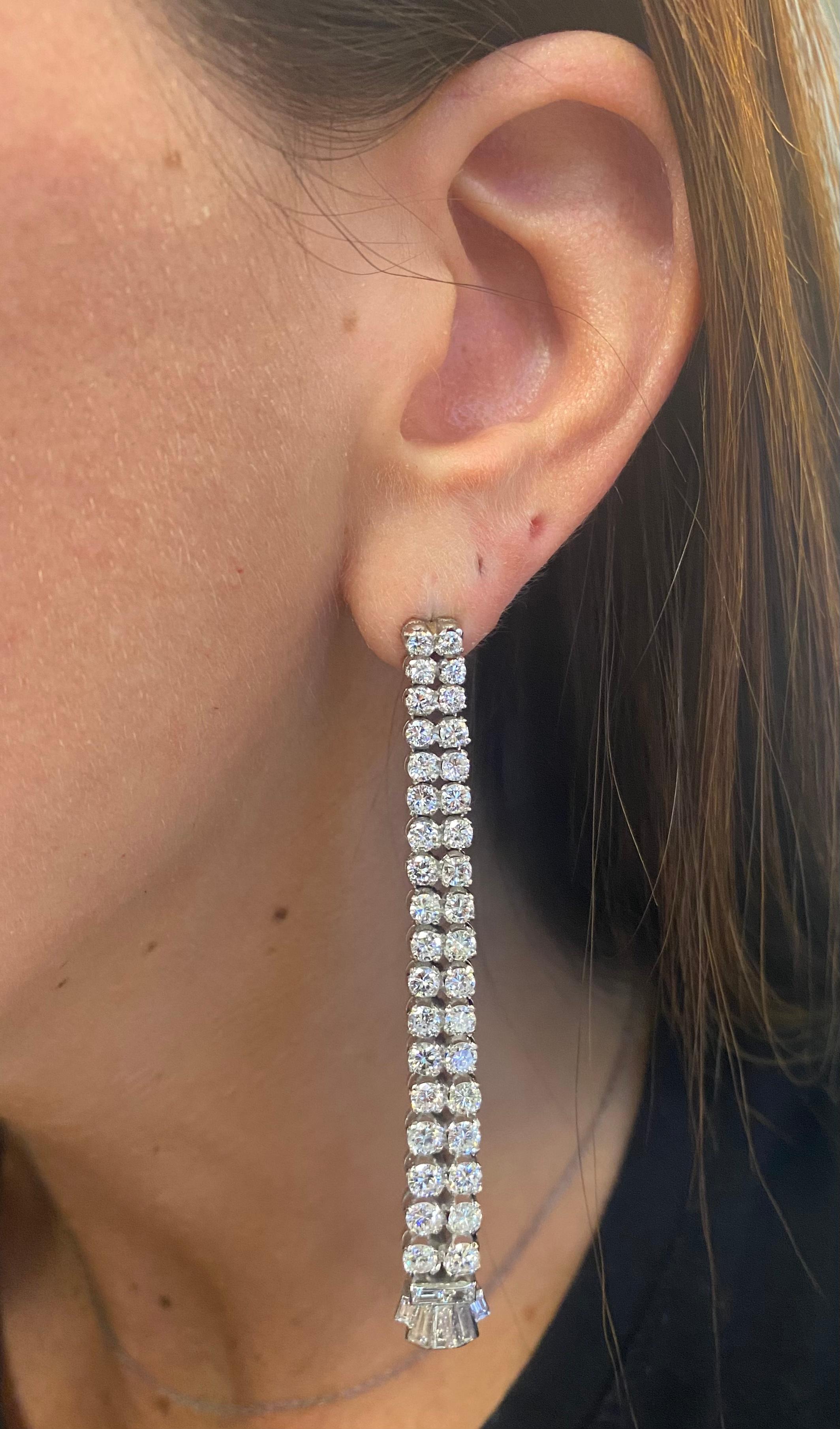 Round Cut Art Deco Diamond Earrings For Sale