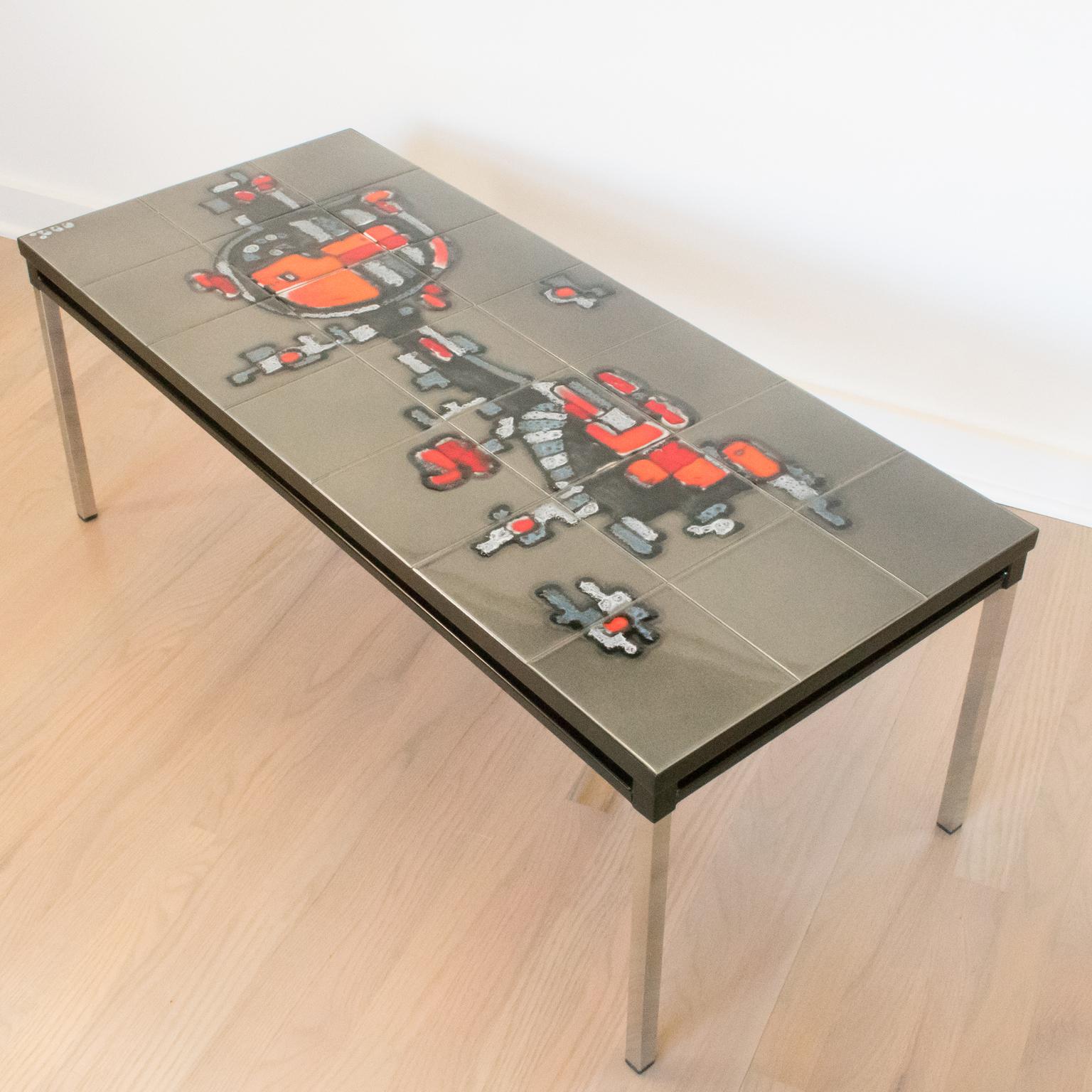 Arti Chrome and Ceramic Tile Side Coffee Table by Belarti 1960s 6