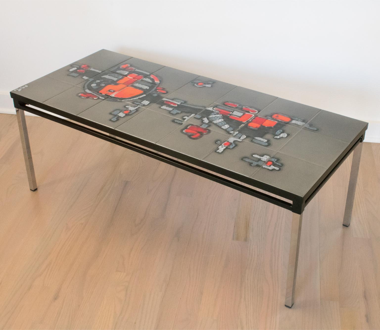 Arti Chrome and Ceramic Tile Side Coffee Table by Belarti 1960s 8