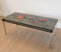 Arti Chrome and Ceramic Tile Side Coffee Table by Belarti 1960s