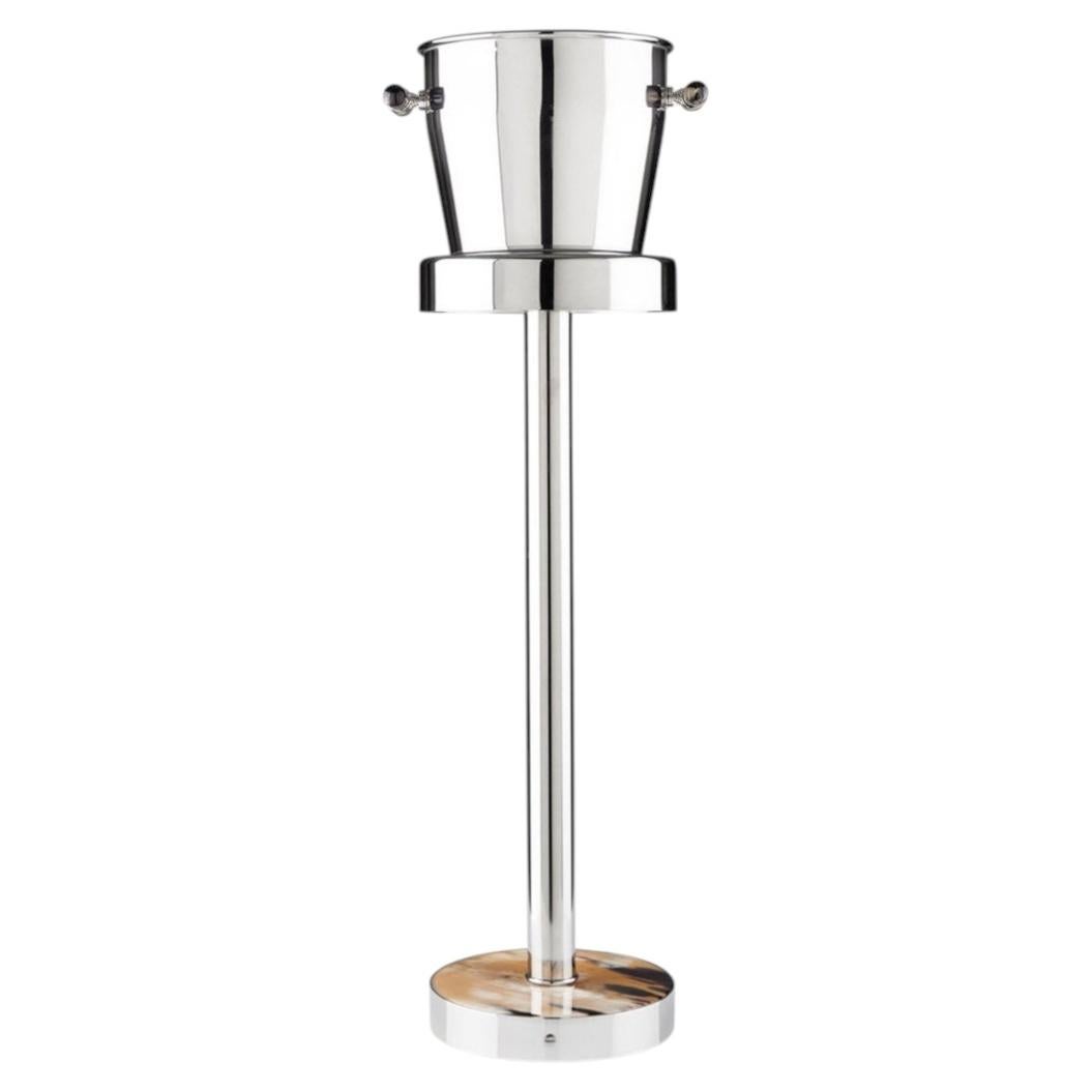 Artica Champagne Bucket in Stainless Steel with Horn Handles by Arcahorn For Sale
