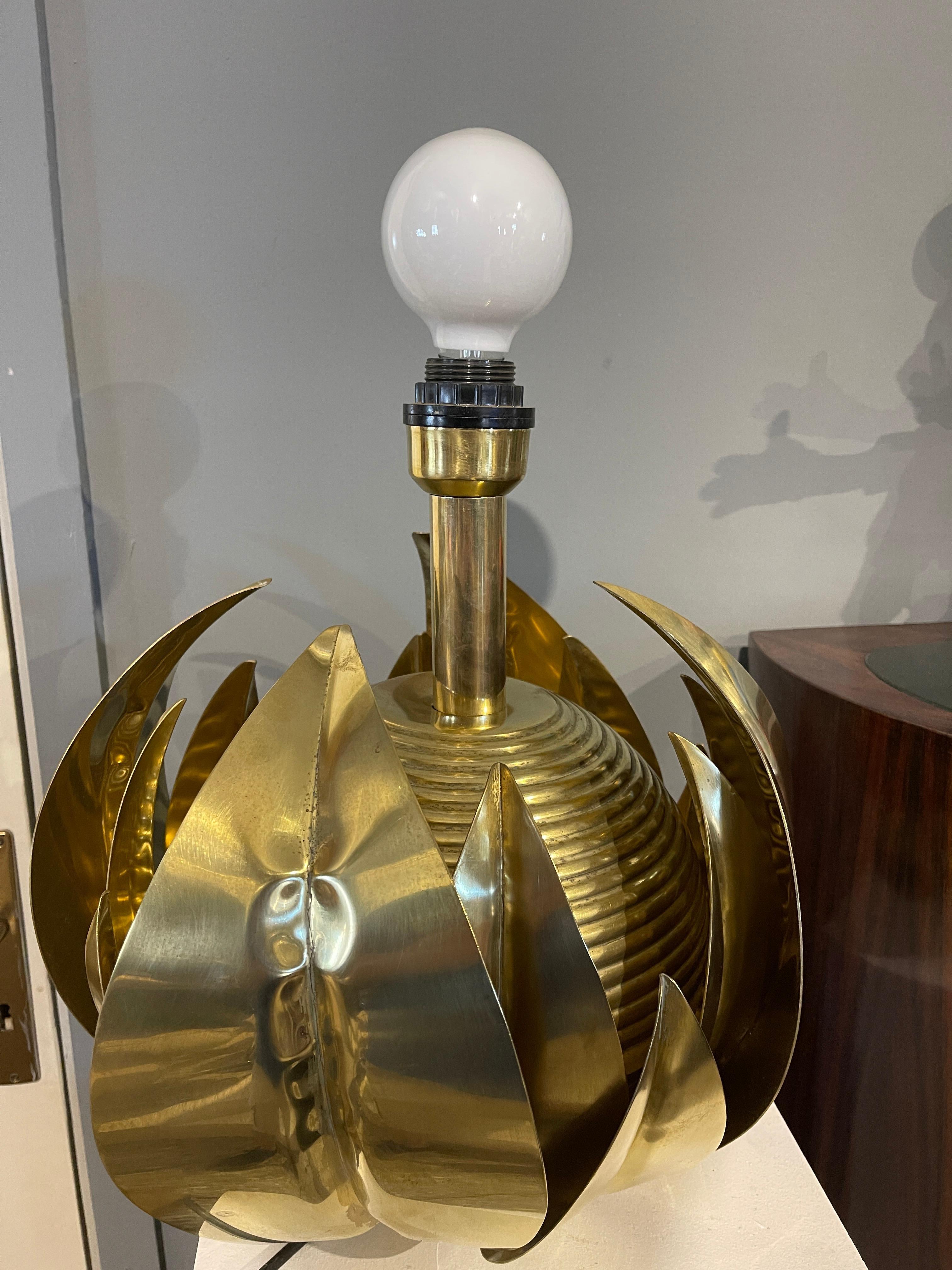 Late 20th Century Artichoke Brass Lamp