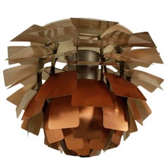 Artichoke Ceiling Lamp by Poul Henningsen Metal Copper Vintage, Denmark, 1960s