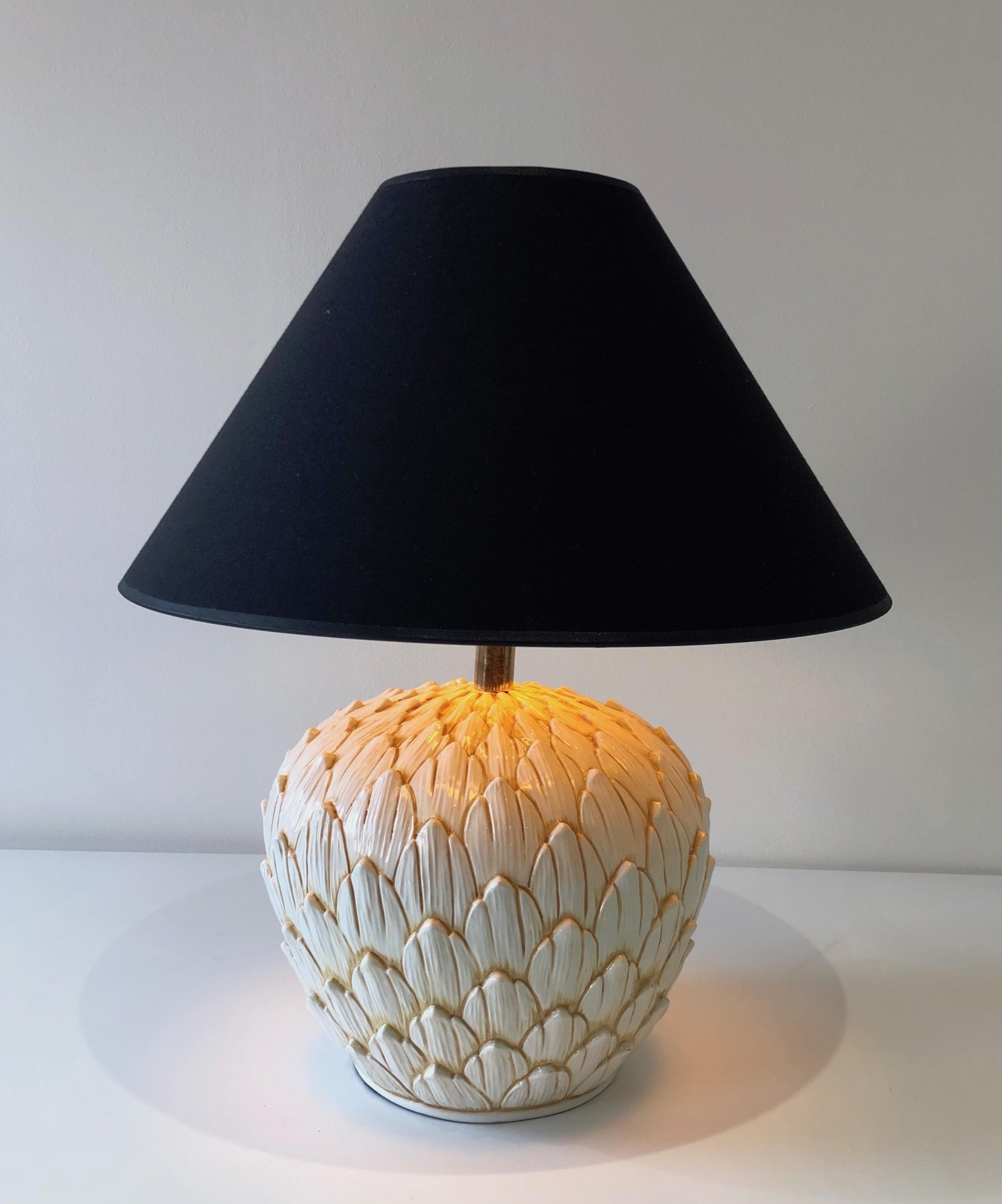 Lampe de table en céramique artichaut, française, vers 1970 en vente 5
