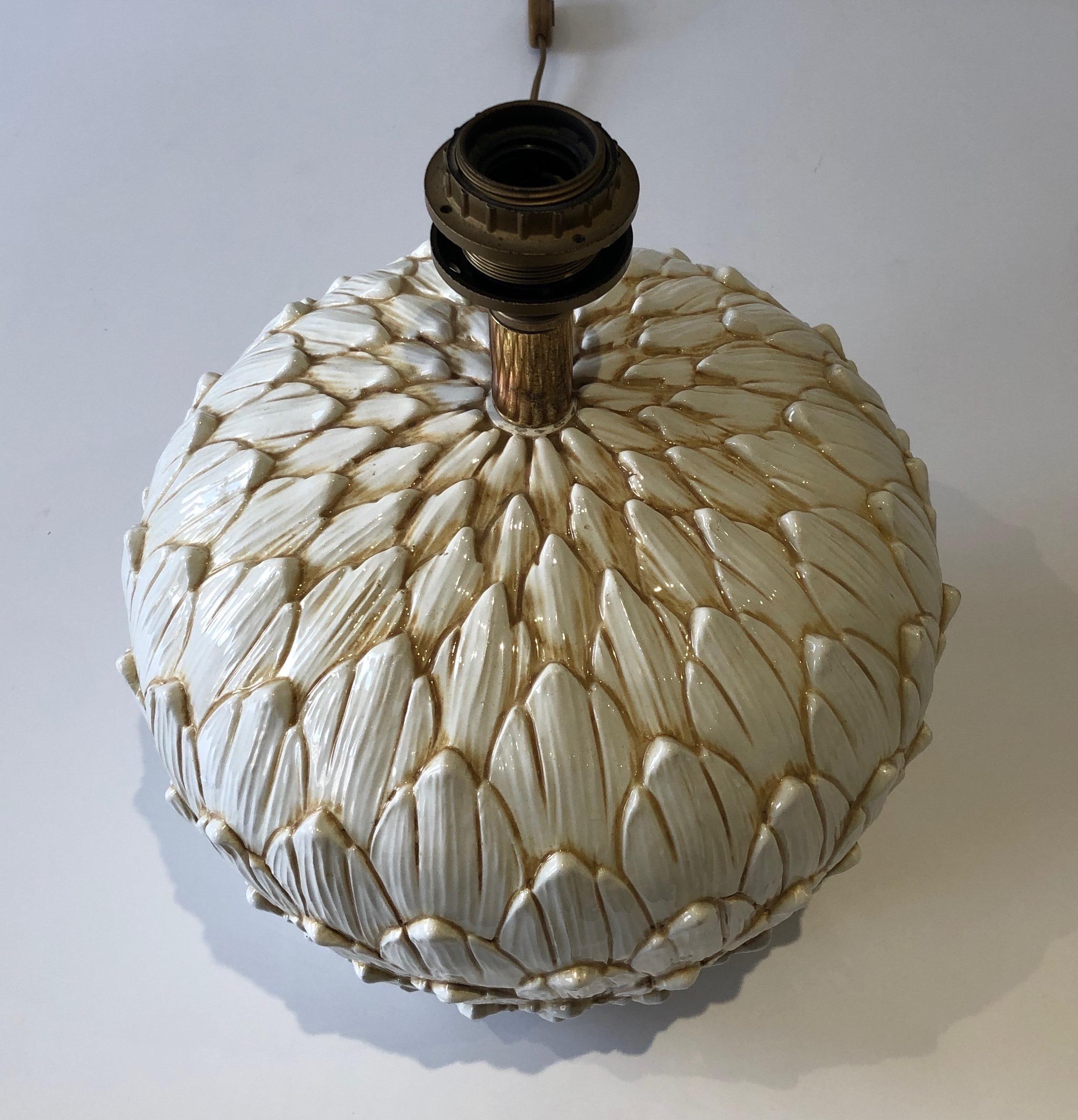 Lampe de table en céramique artichaut, française, vers 1970 en vente 10