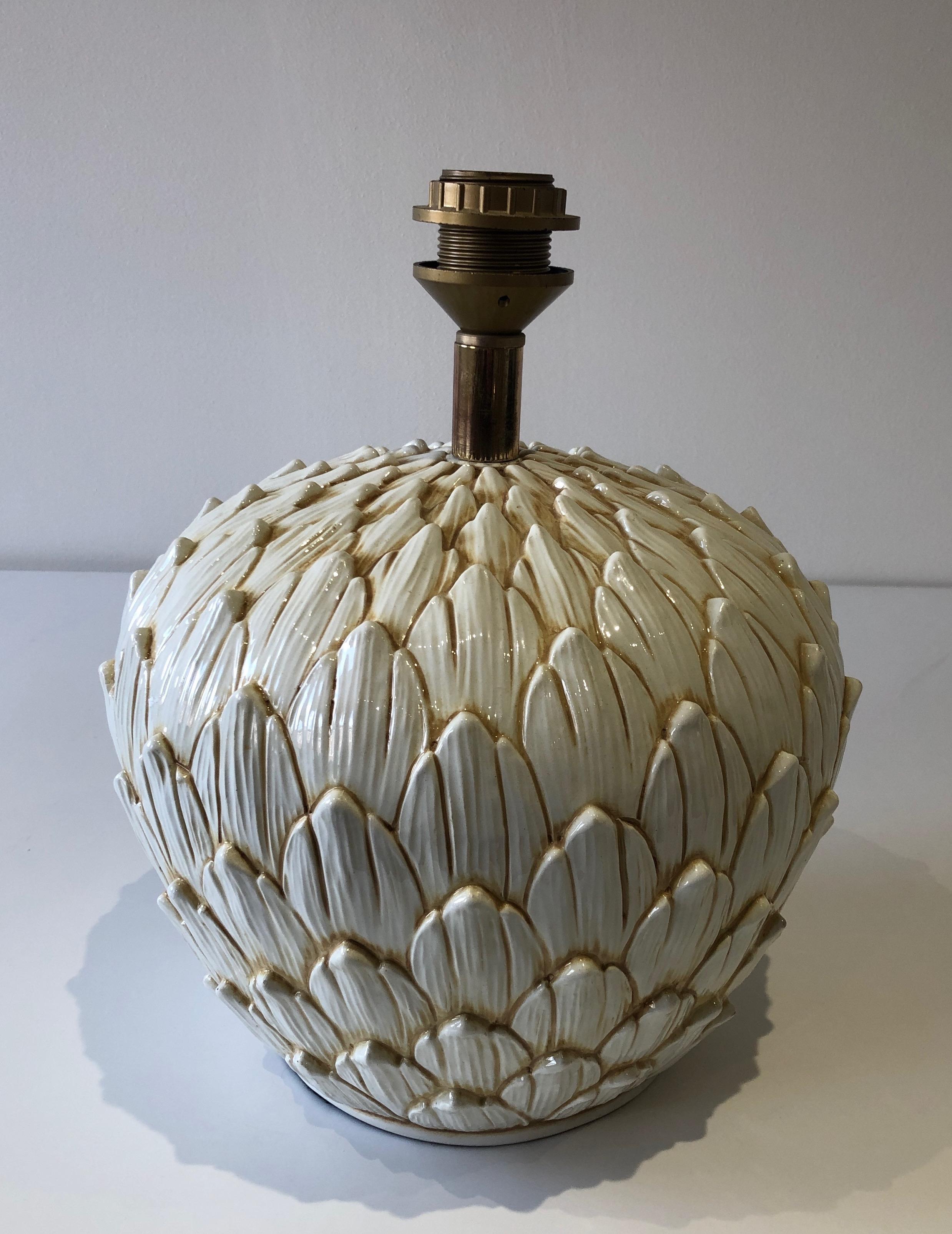 Lampe de table en céramique artichaut, française, vers 1970 en vente 11