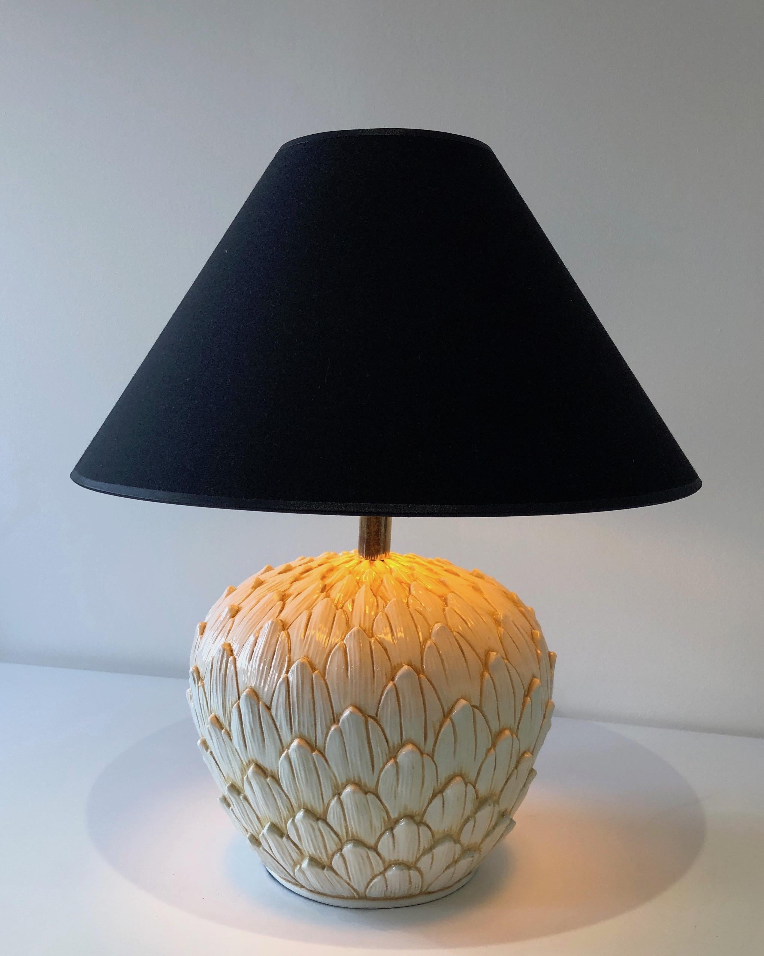 Lampe de table en céramique artichaut, française, vers 1970 en vente 13