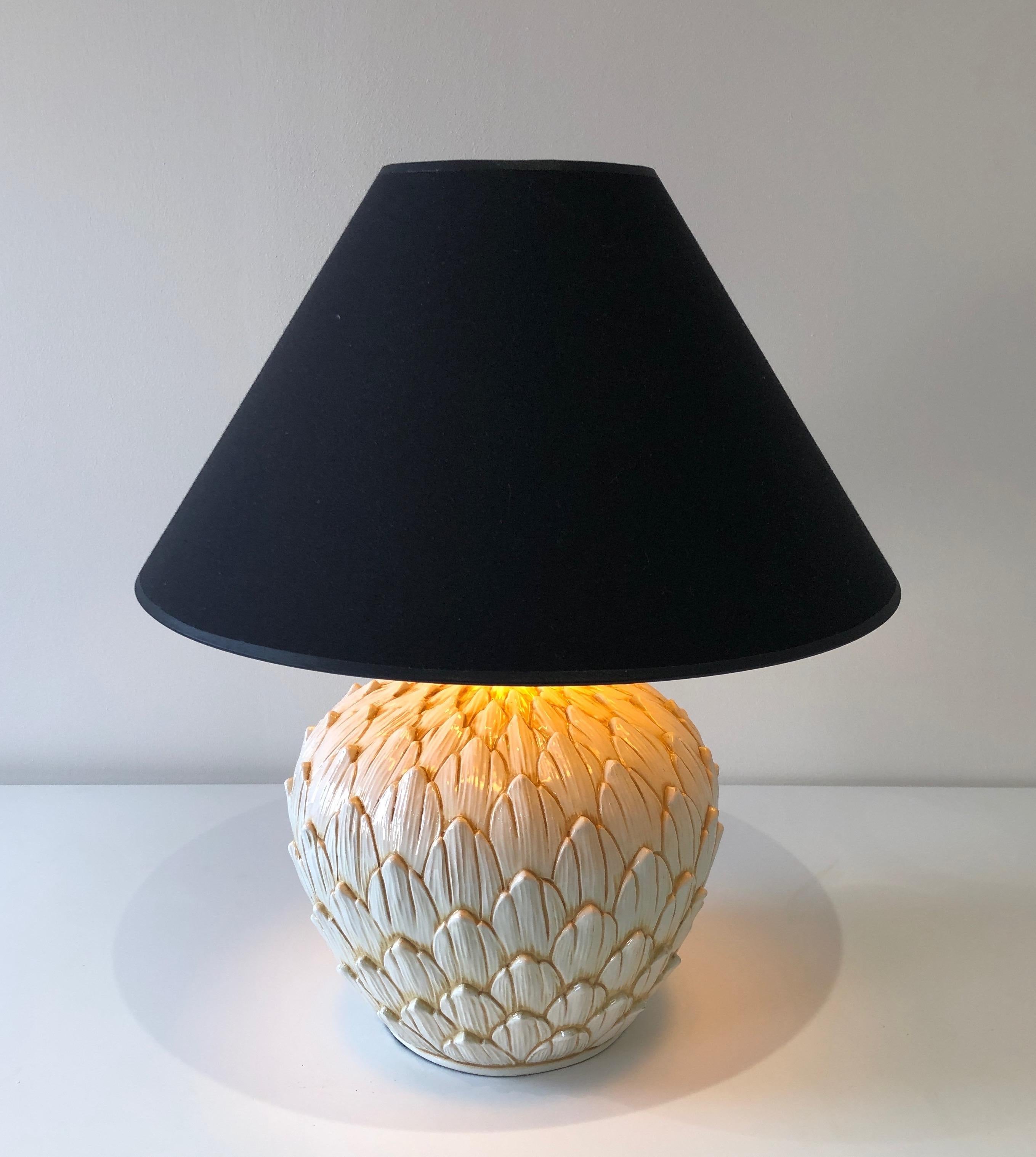 Mid-Century Modern Lampe de table en céramique artichaut, française, vers 1970 en vente