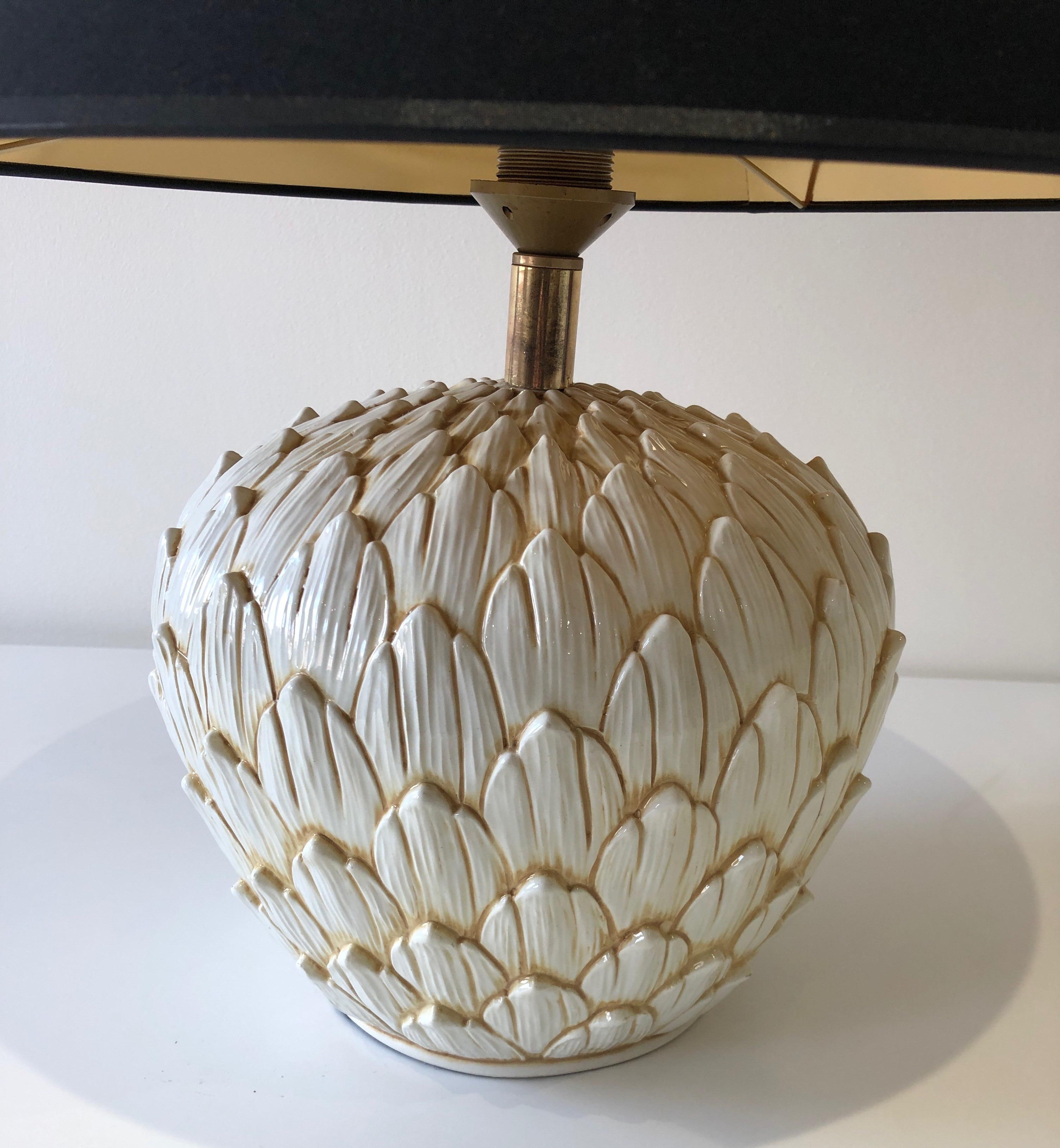 Late 20th Century Artichoke Ceramic Table Lamp, French, Circa 1970 For Sale