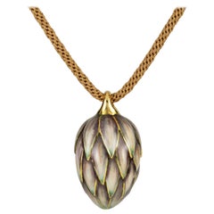 Artichoke Enamel Pendant by Ilgiz F