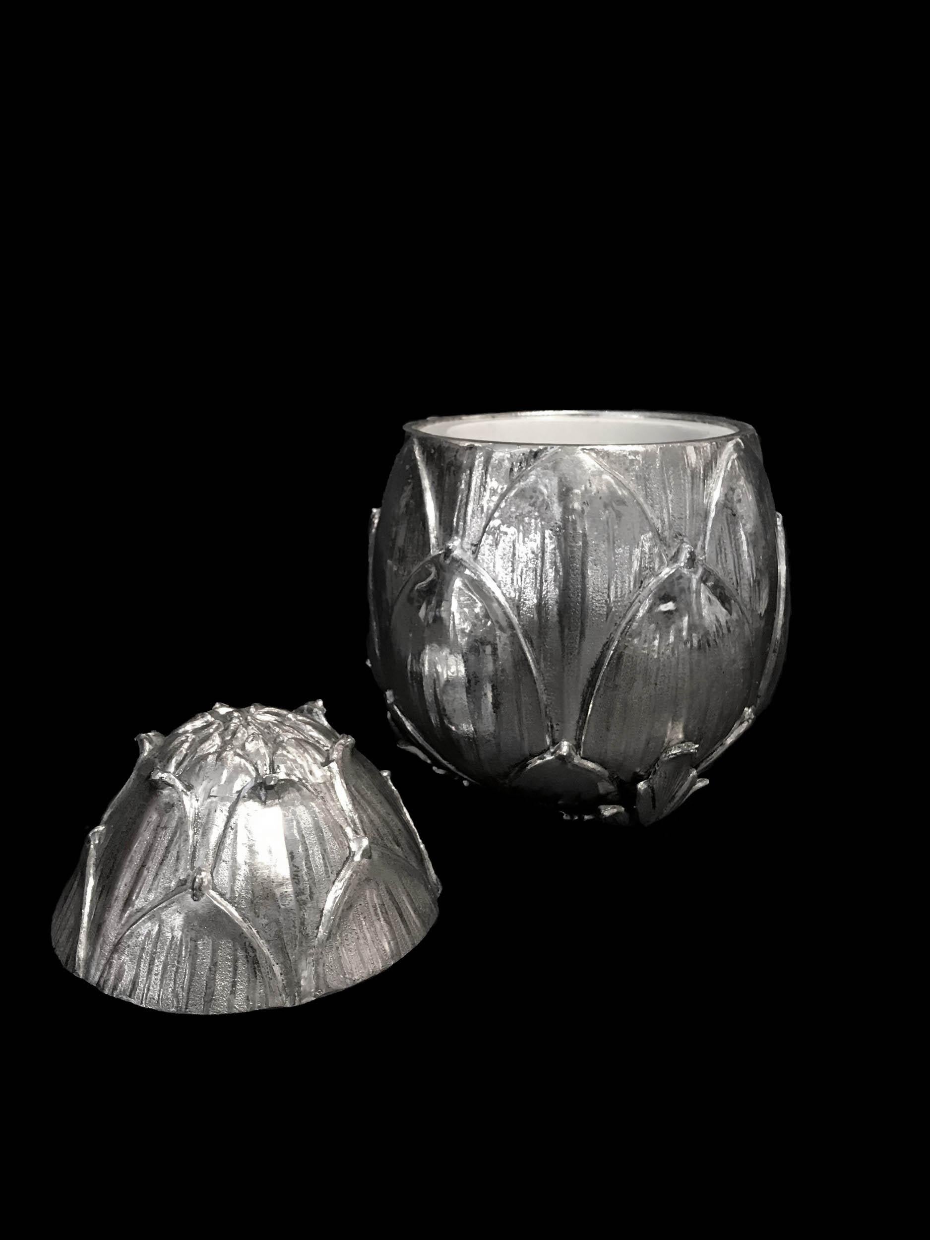 Cast Artichoke Ice Bucket Designed by Mauro Manetti, Silver Plated, circa 1970 For Sale