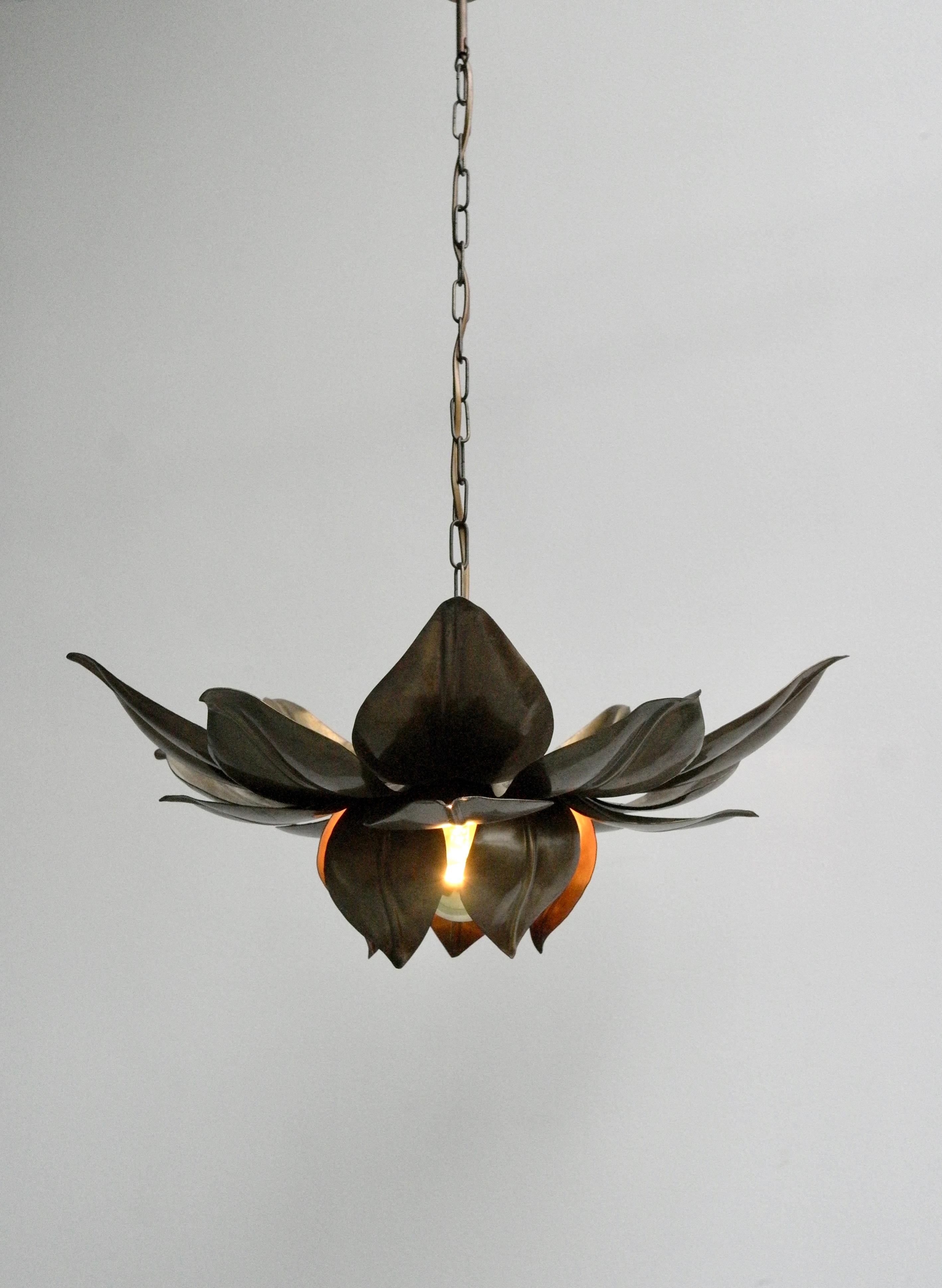 Artichoke Mid-Century Modern Copper Chandelier Lamp, 1960s 6