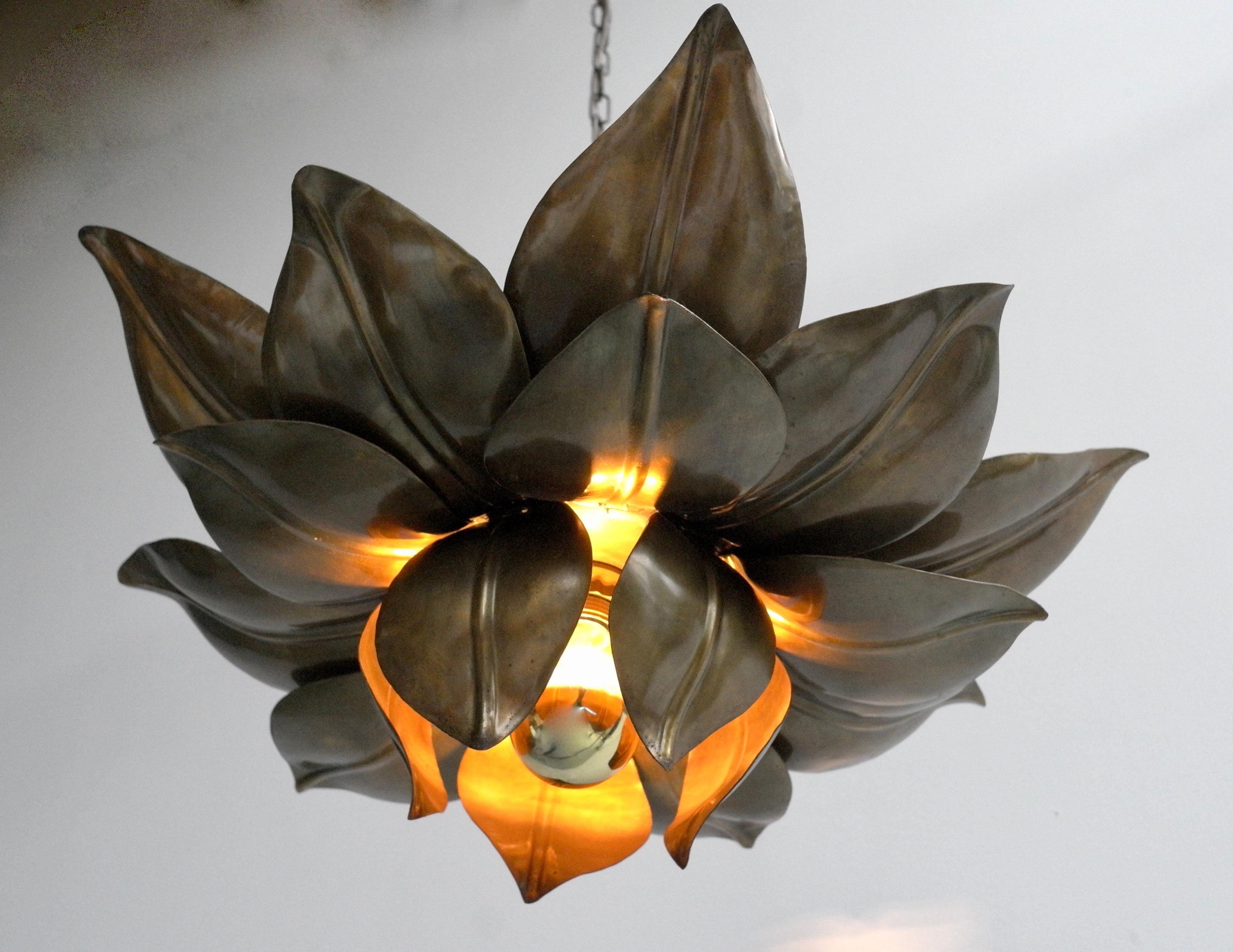 Artichoke Mid-Century Modern Copper Chandelier Lamp, 1960s 7