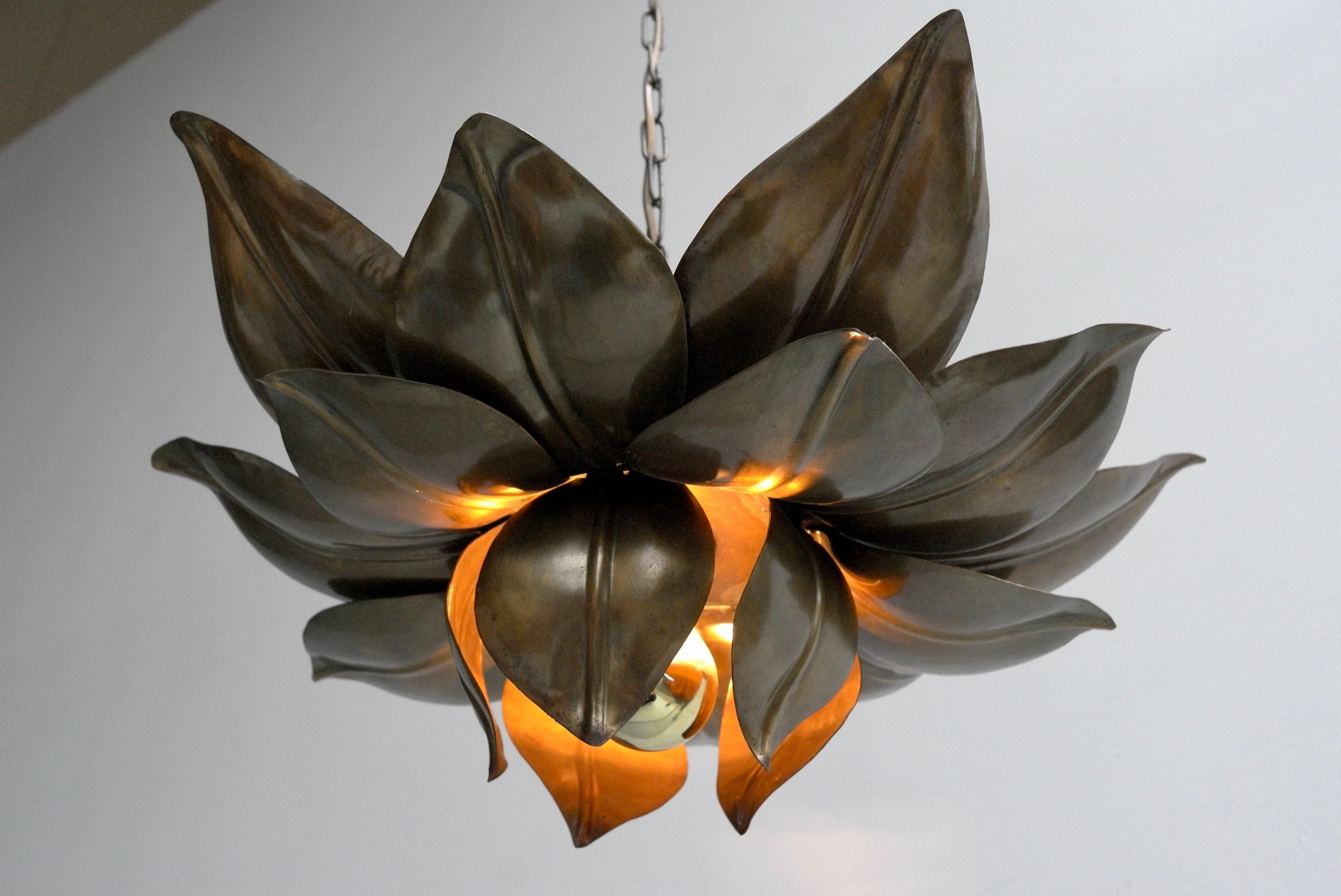 Artichoke Mid-Century Modern Copper Chandelier Lamp, 1960s 1