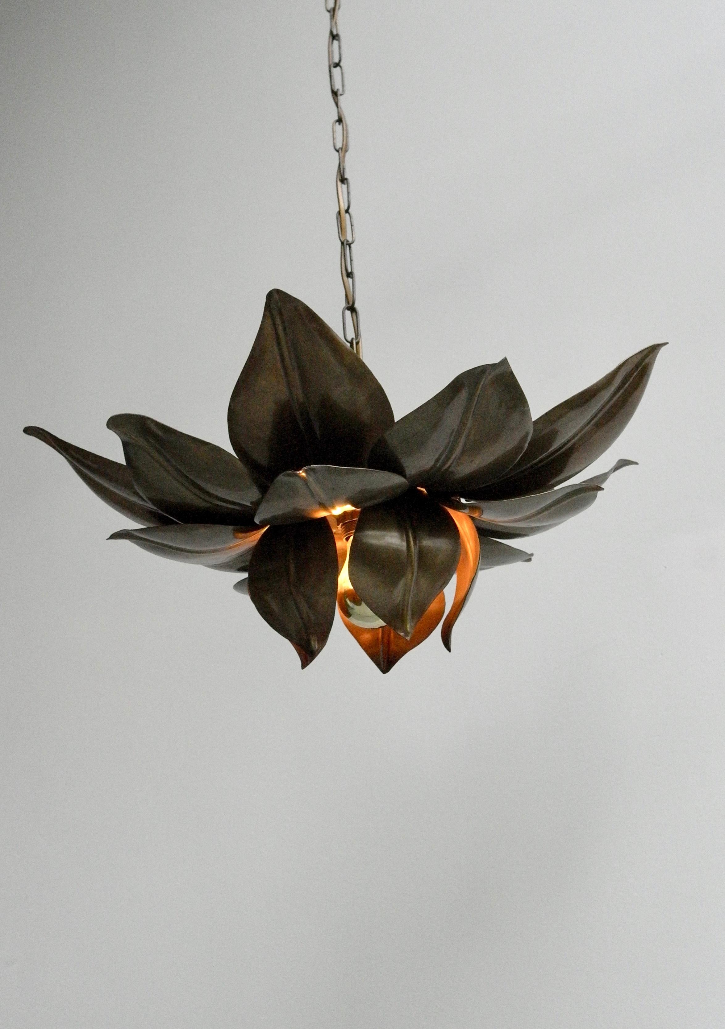 Artichoke Mid-Century Modern Copper Chandelier Lamp, 1960s 2