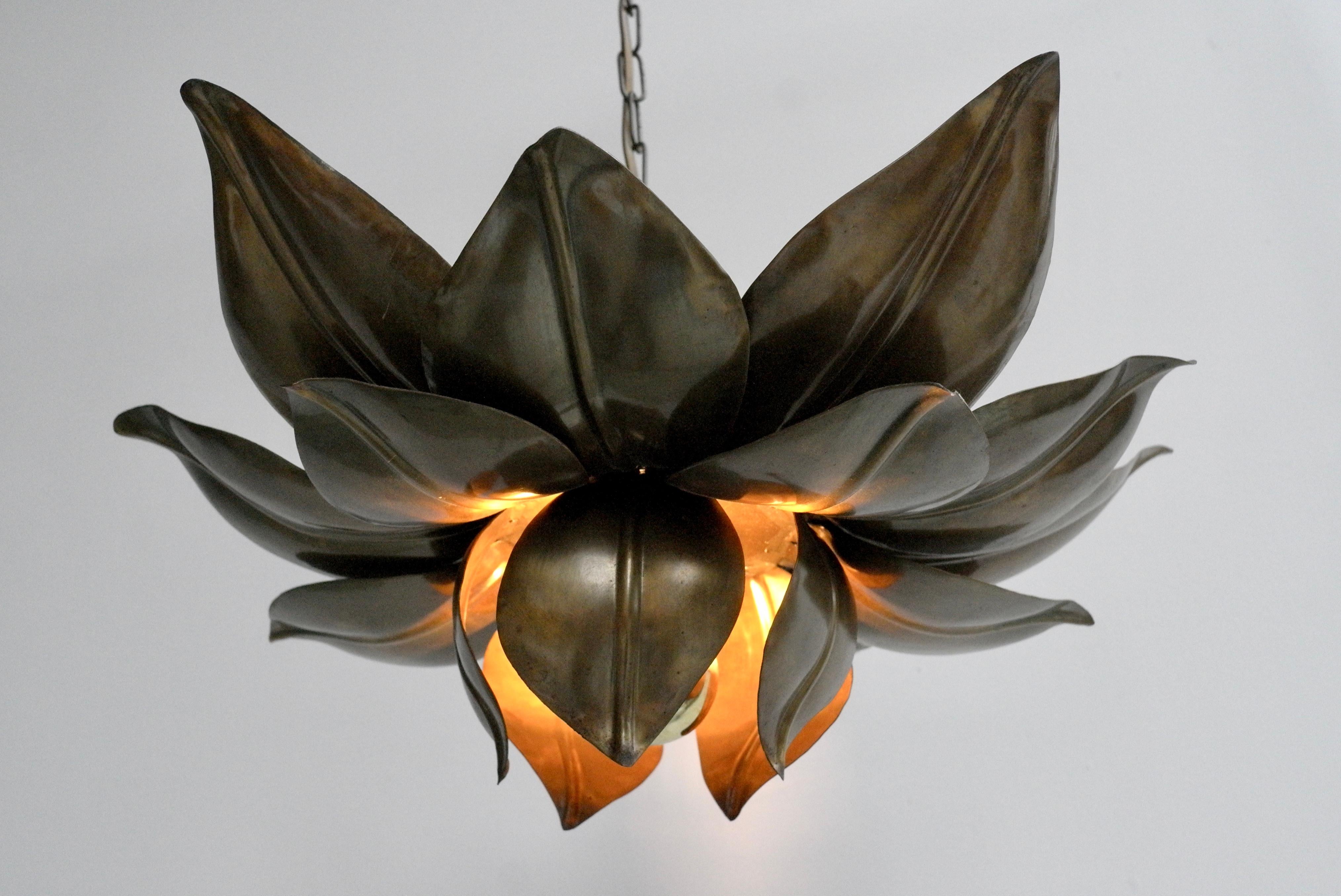 Artichoke Mid-Century Modern Copper Chandelier Lamp, 1960s 4