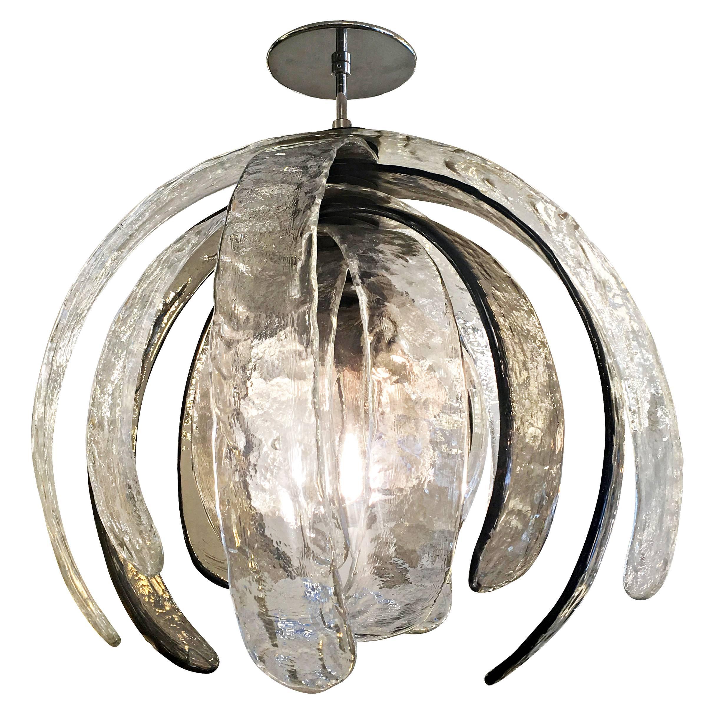 Artichoke Murano Glass Chandelier by Mazzega In Excellent Condition In New York, NY