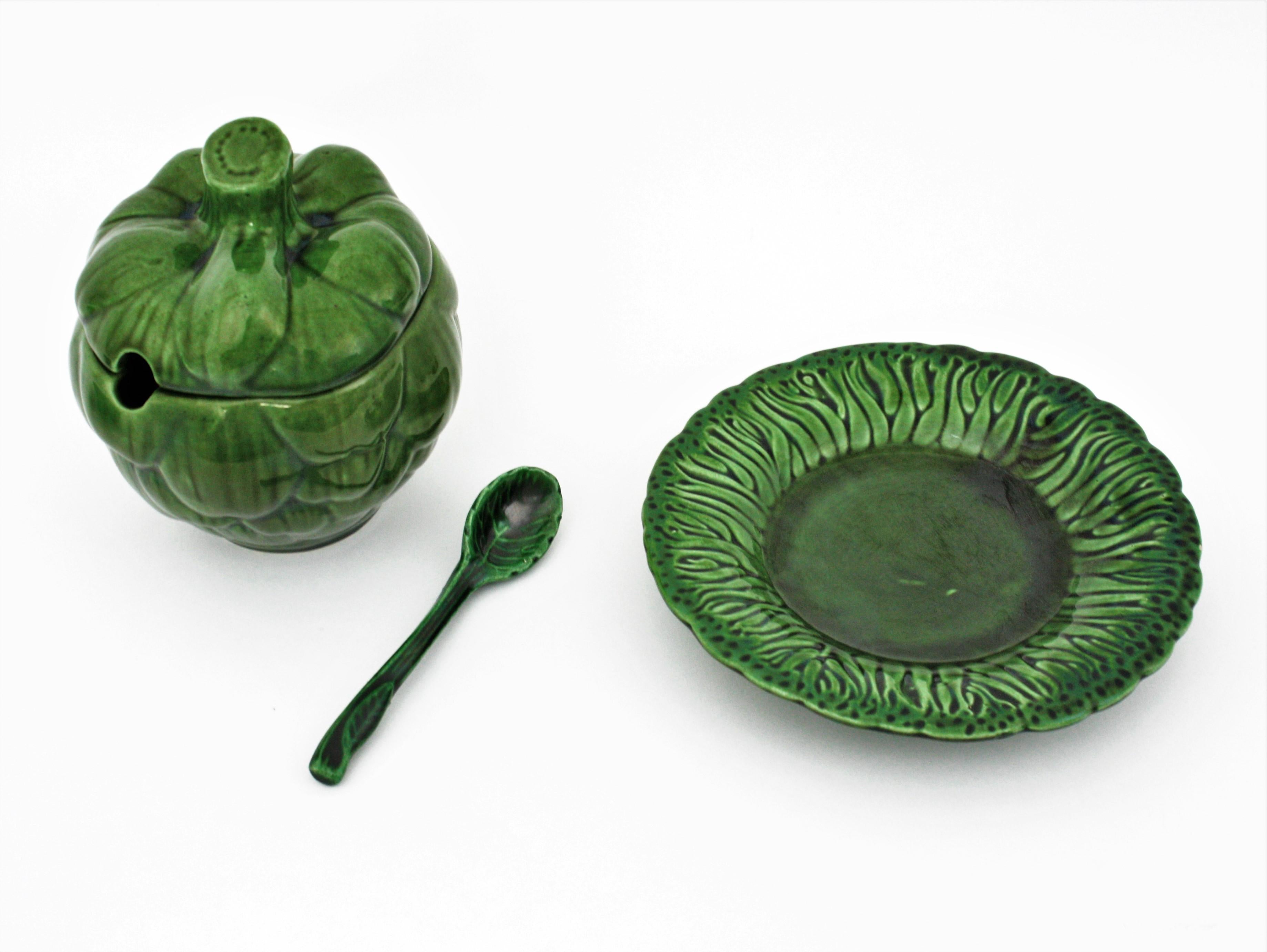 Artichoke Set of Glazed Ceramic Tableware Pieces, 1960s For Sale 5