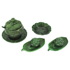 Artichoke Set of Glazed Ceramic Tableware Pieces, 1960s