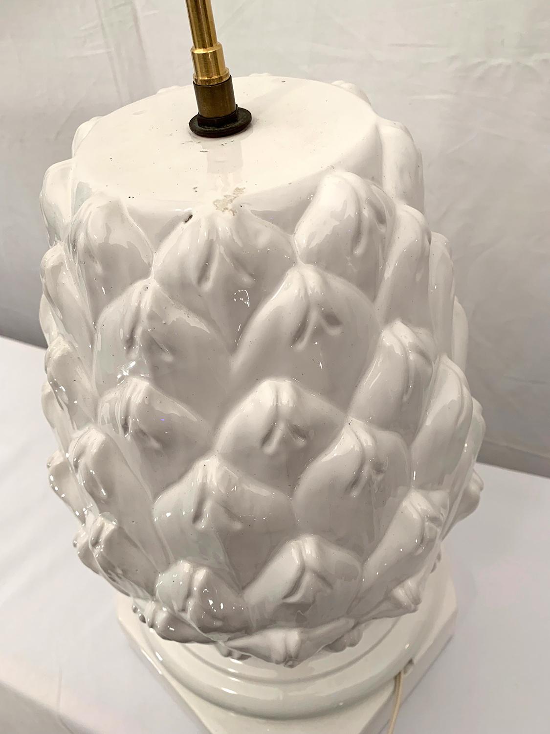 Ceramic Artichoke Table Lamp For Sale