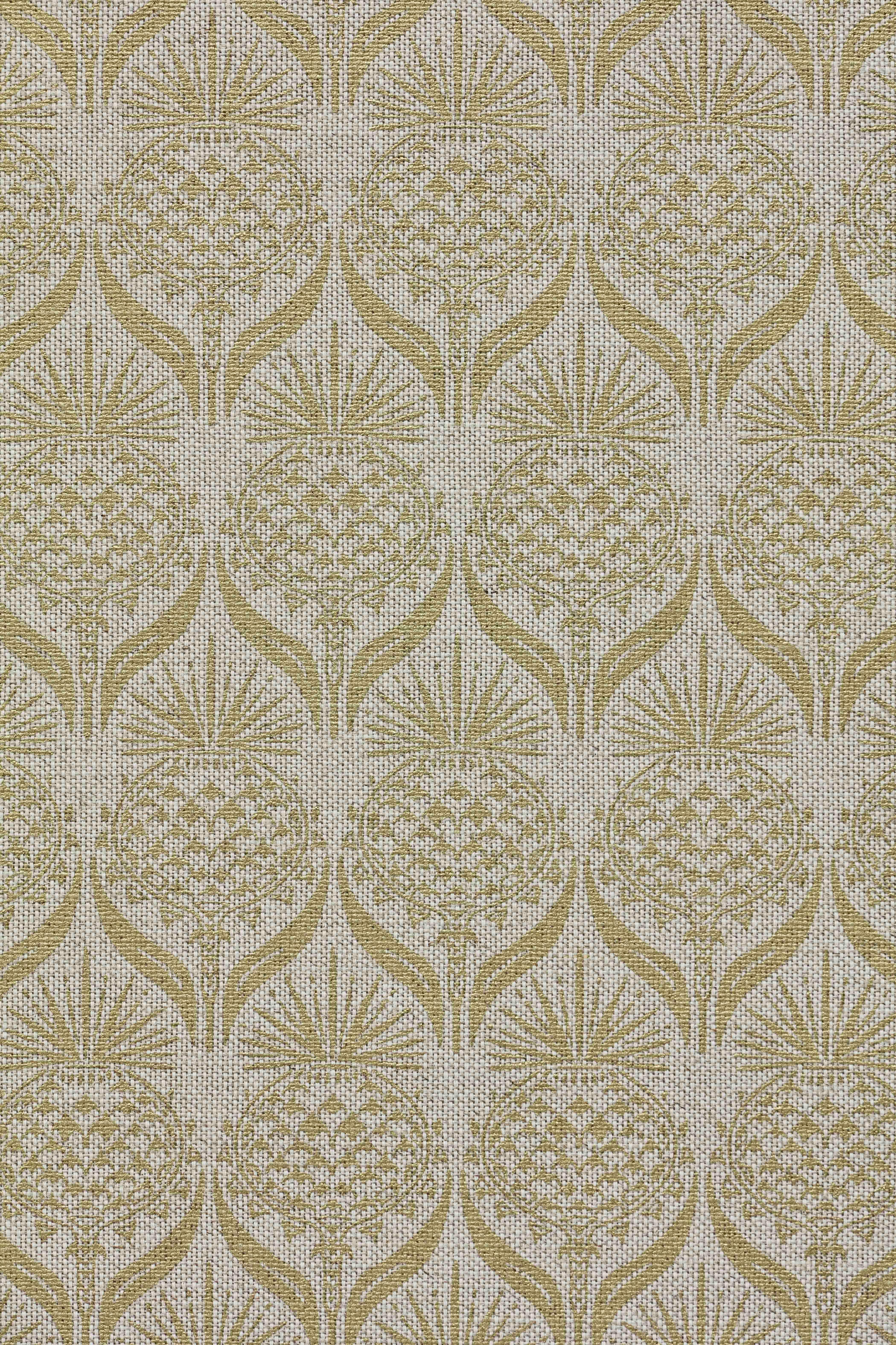 British 'Artichoke Thistle' Contemporary, Traditional Fabric in Gold  For Sale