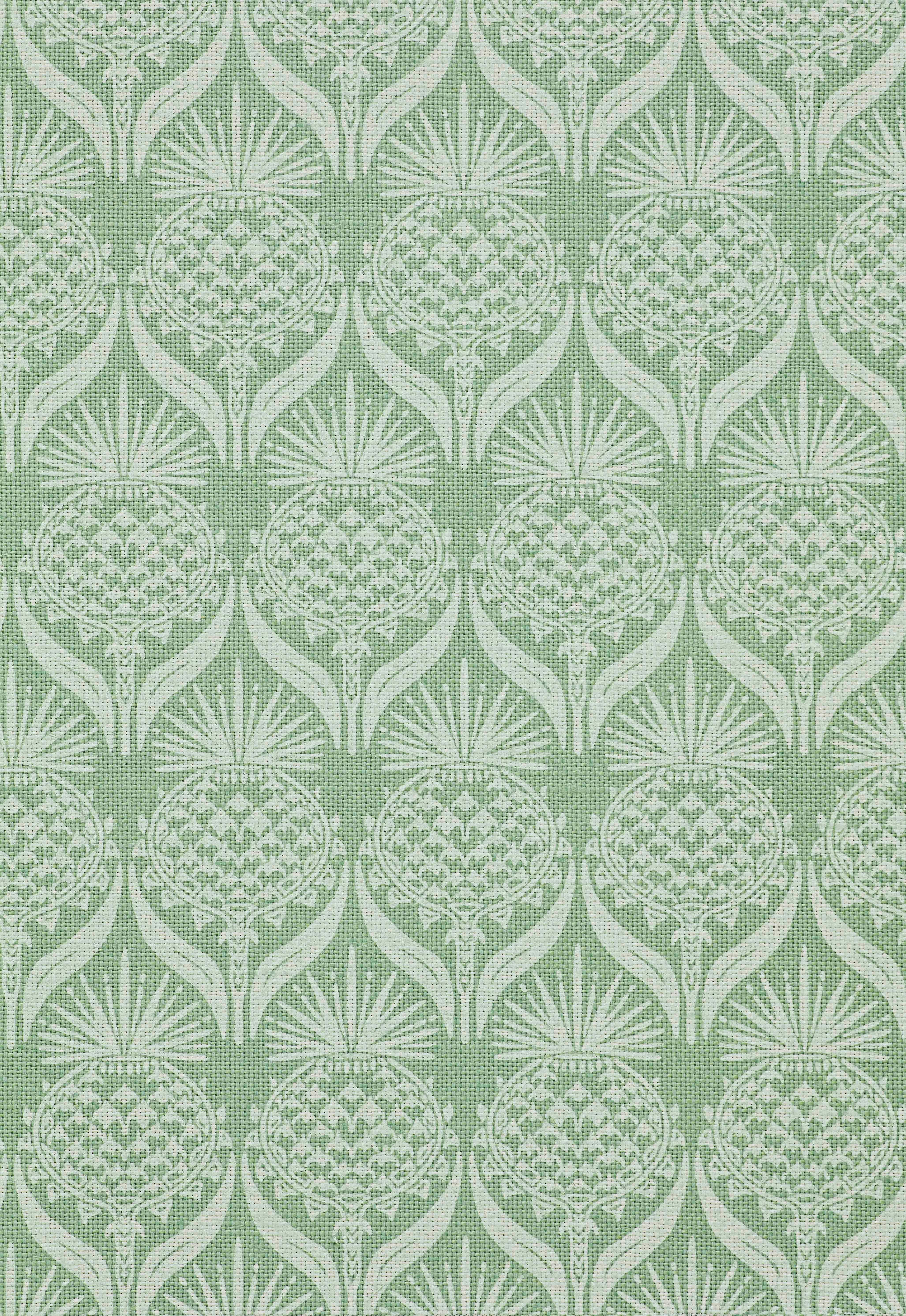 British 'Artichoke Thistle' Contemporary, Traditional Fabric in Spring Green For Sale