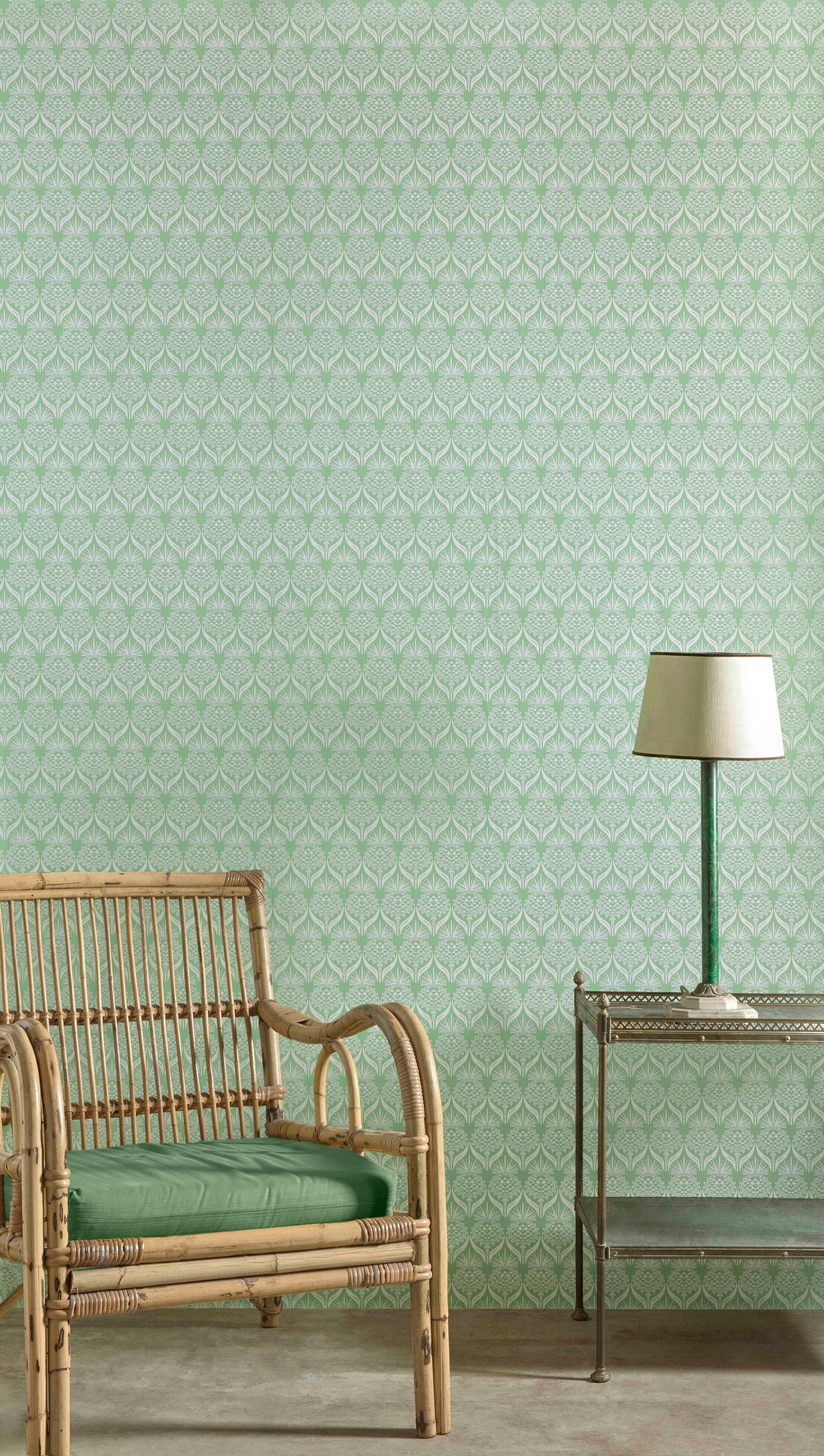 'Artichoke Thistle' Contemporary, Traditional Wallpaper in Teal For Sale 2