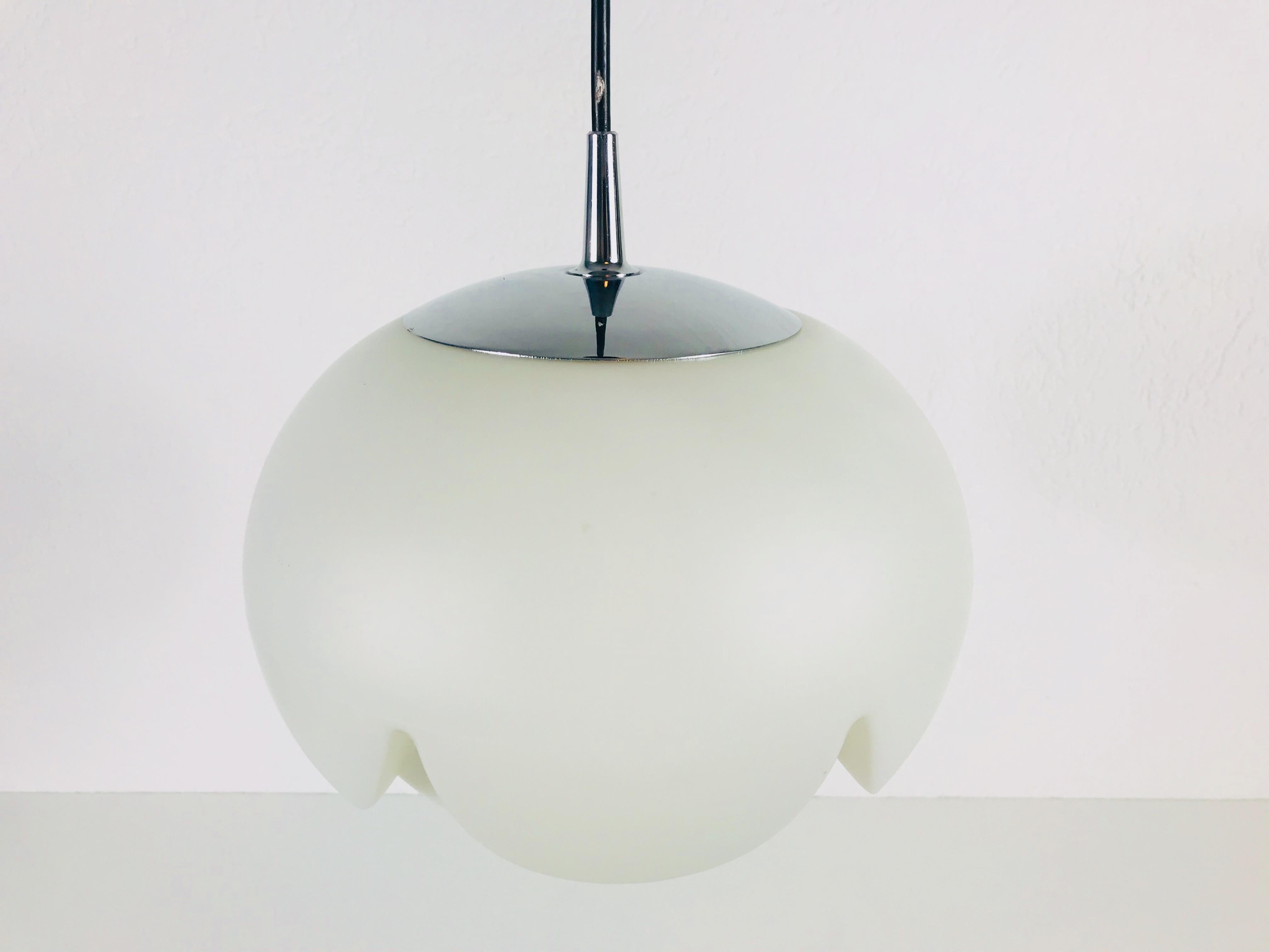 Artichoke White Opal Hanging Lamp by Peill and Putzler, 1970s, Germany For Sale 4